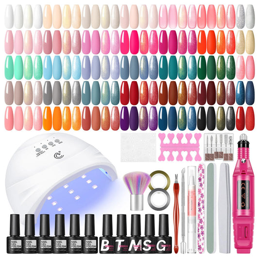 COSCELIA 53pcs Gel Nail Polish Kit with U V light and Drill Starter Kit 35 Colors Gel Nail Polish with 5pcs Top Base Coat Nail Art Professional Gel Manicure Kits Gifts for Women Teens Girls