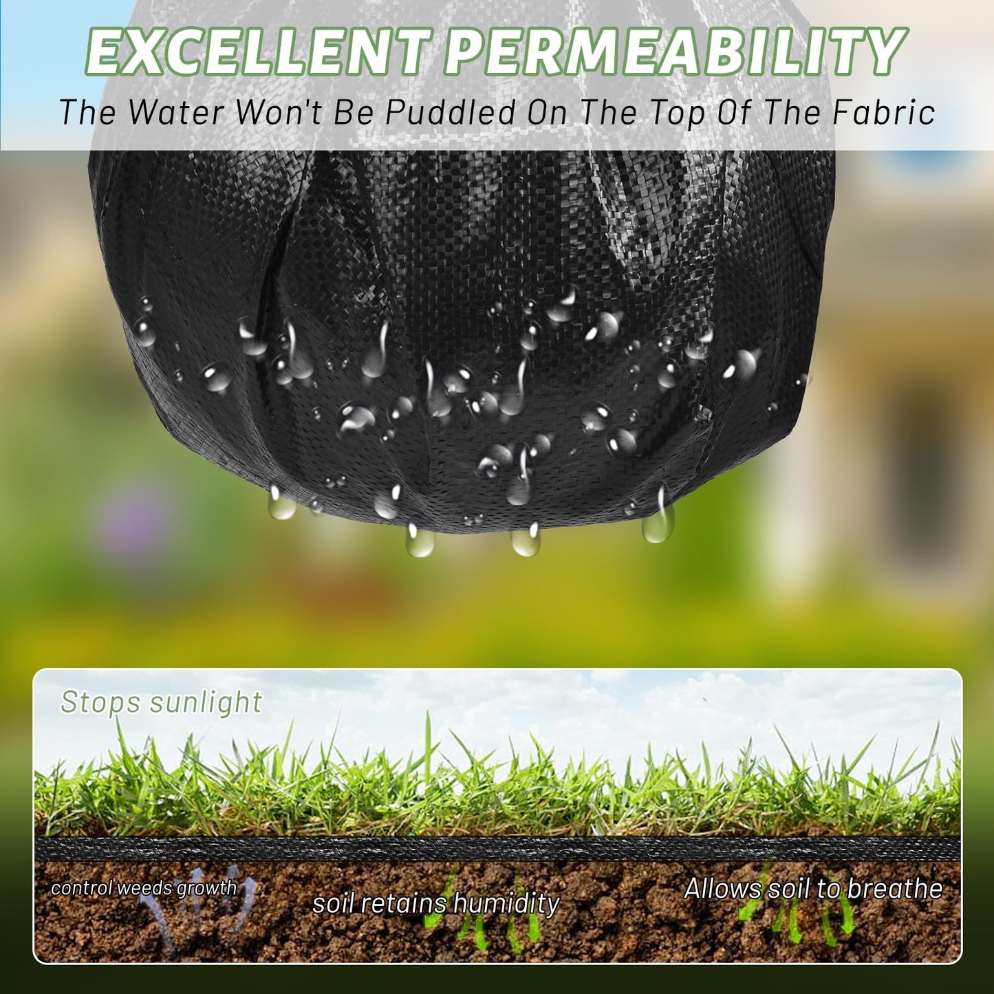 FYFMFER 4FT x 100FT Weed Barrier Landscape Fabric，3.2oz Premium Heavy Duty Woven Cloth for Garden Ground Cover Geotextile Fabric for Gardening, Farming with 20 U-Shaped Securing Pegs