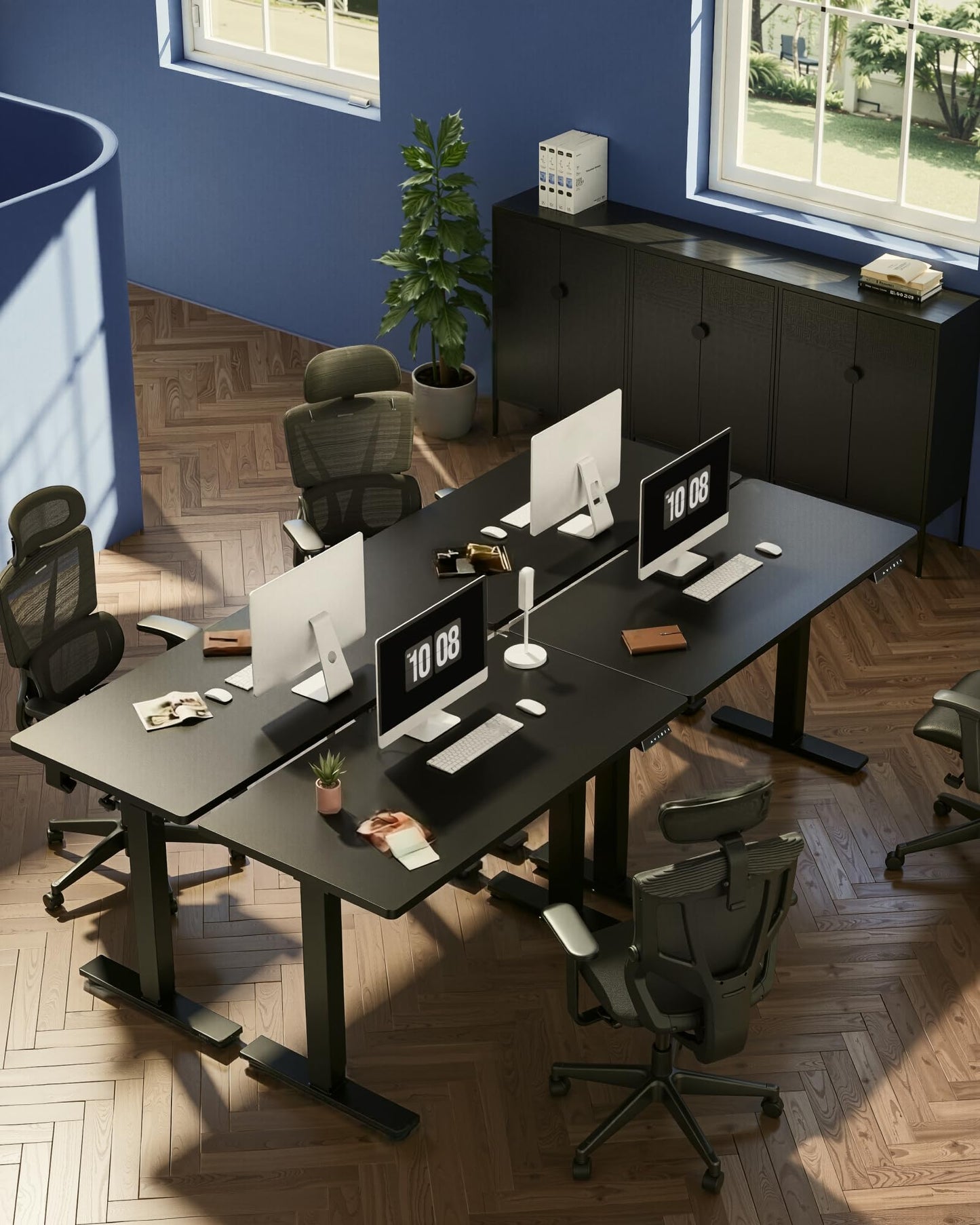 FLEXISPOT EN1 One-Piece Standing Desk, 48"x24" Seamless Desktop Electric Height Adjustable for Home Office, Study Rooms & Multi-Device Workstations, Black