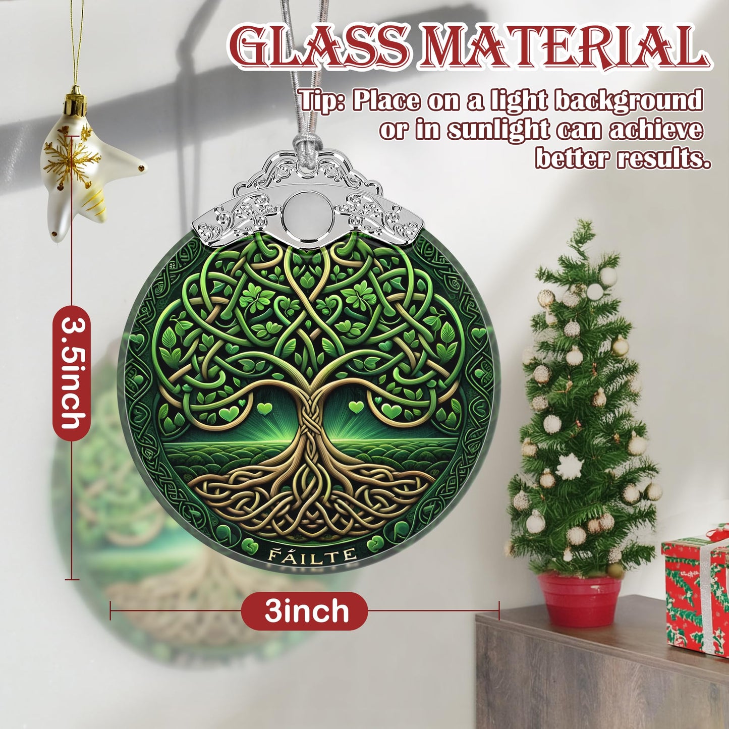 Tree of Life Stained Glass Hanging Ornament - Christmas Tree Decoration, Holiday Ornament, Gift Idea