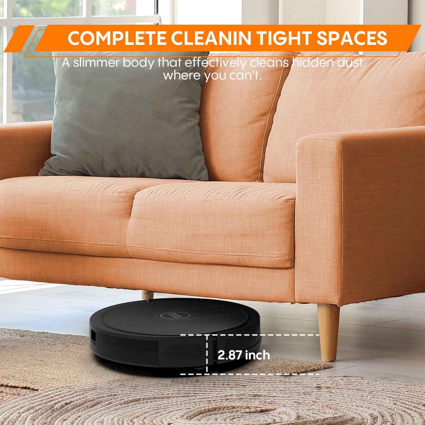 Robot Vacuum and Mop Combo, 3-in-1 Robot Vacuum Cleaner with 5000Pa, Smart Navigation Robotic Vacuums with Multi-Surface Cleaning, 2.87" Super Slim, Wi-Fi/App/Alexa, for Pet Hair Hard Floors Carpet