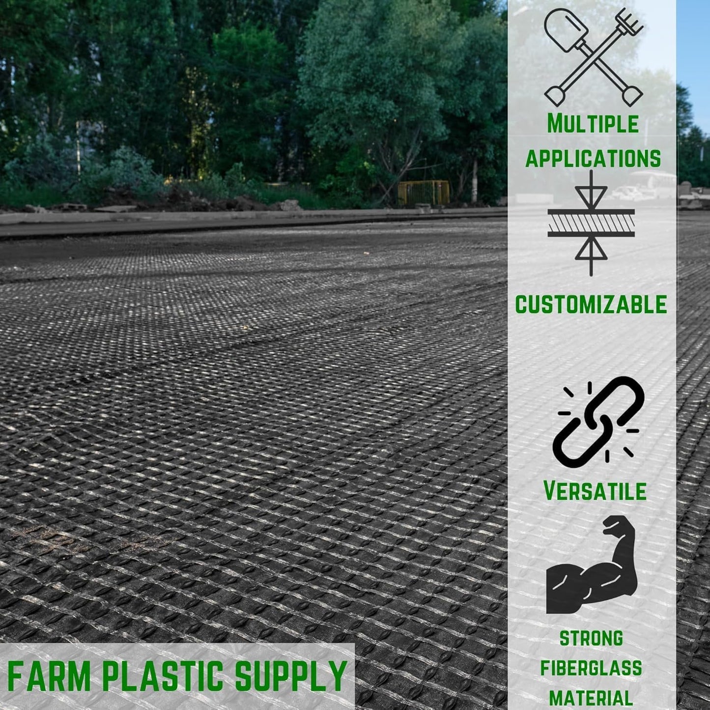 Farm Plastic Supply - Black Retaining Walls - Geogrid, Geocell, Geogrid Retaining Walls, StrataGrid Geogrid, Sub-Grade Stabilization, Soil Reinforcement, Slope Stabilization (1, 4' x 50')