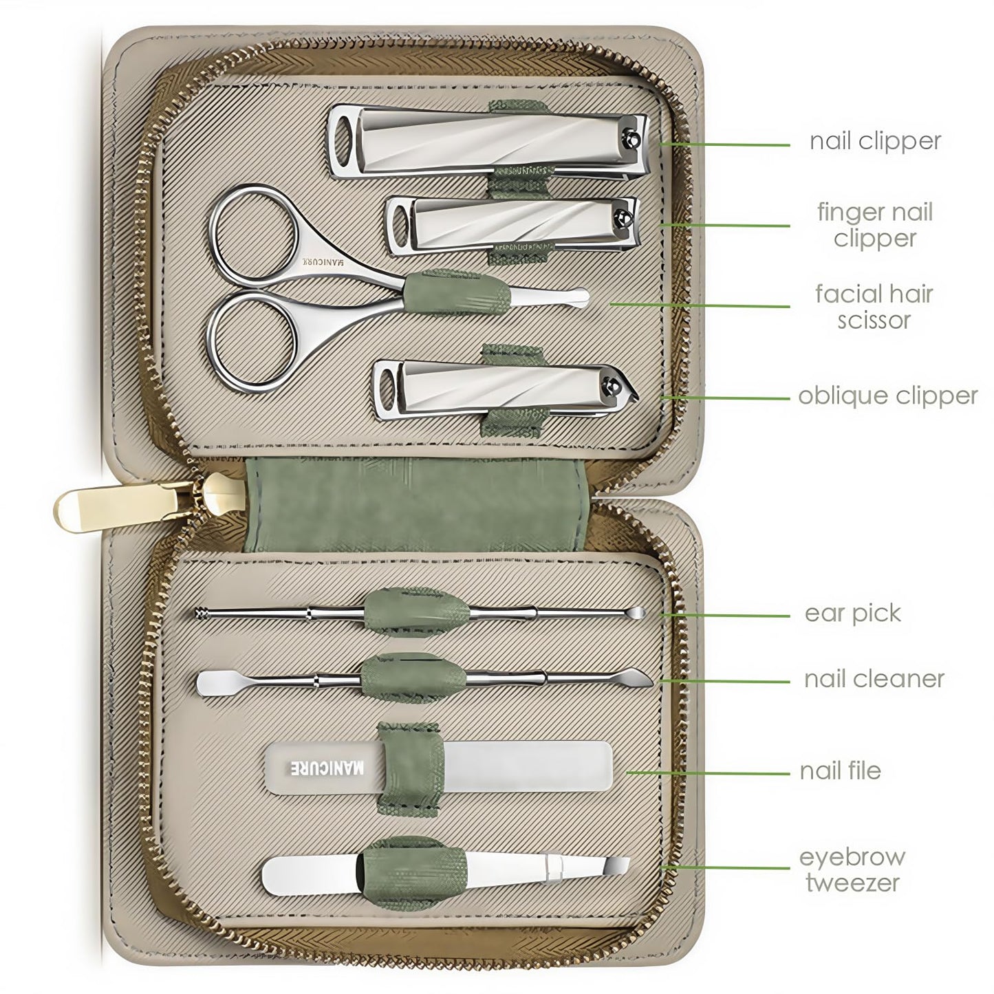 HAPPITON 8-Piece Manicure Pedicure Set-Stainless Steel Nail Clippers Toenail Fingernail Cutters with Travel Case Complete Grooming Kit (Blue)