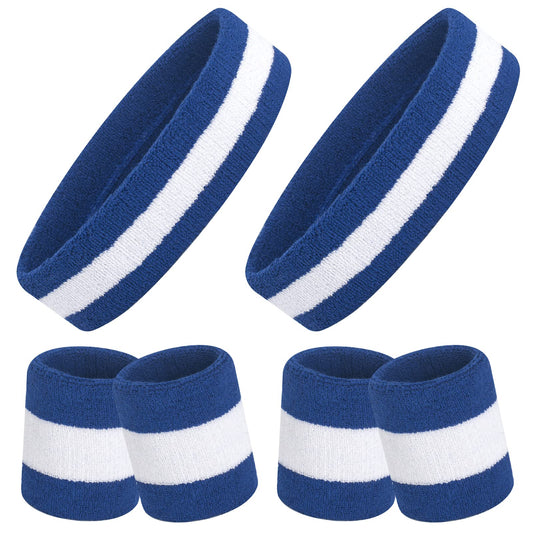 ONUPGO 6 Pieces Sweatbands Set - Including 2pcs Sports Headband and 4pcs Wristband Sports Band for Gym Workout & Yoga, Football Baseball Basketball Soccer Boxing & Tennis