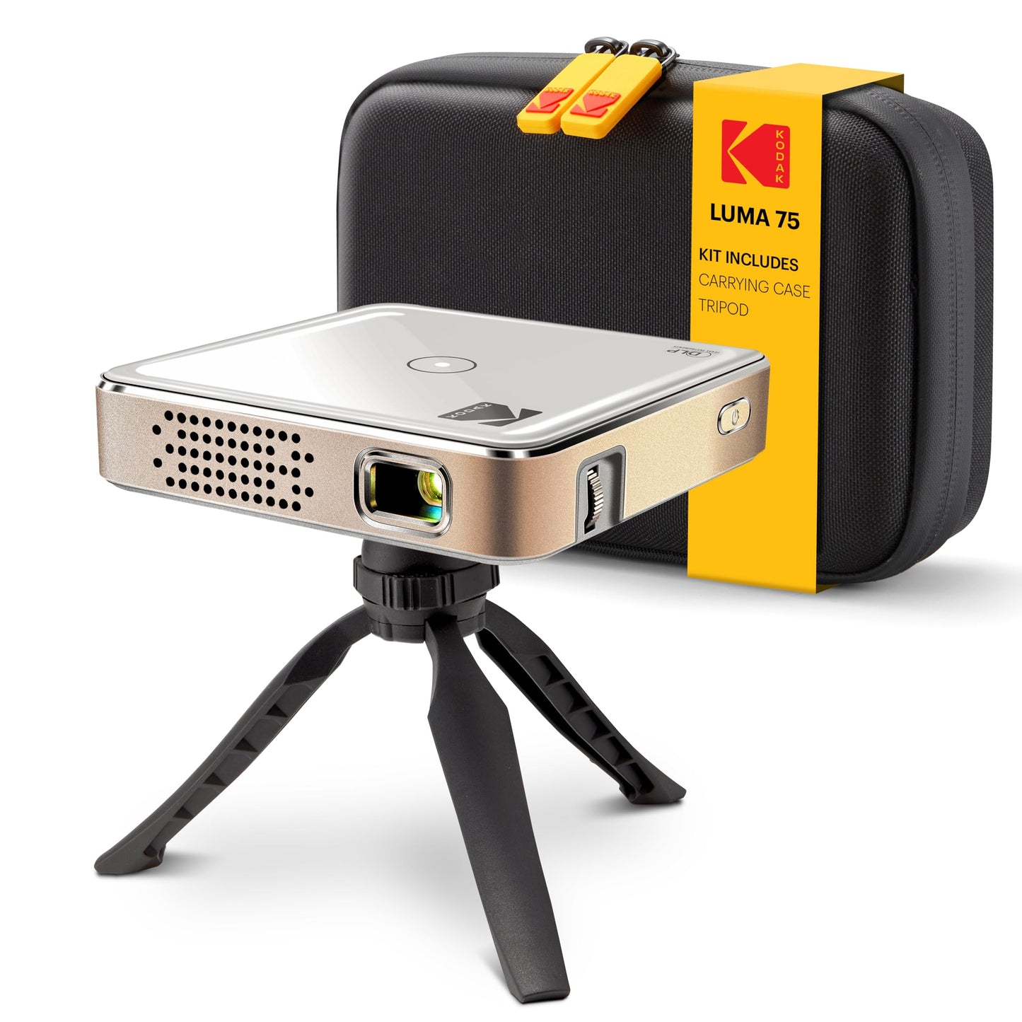 Kodak Luma 75 Ultra Mini Pocket Projector Standard Kit - Built-in Rechargeable Battery and Speaker, HDMI/USB/microSD, Speaker Built-in, Includes Tripod & Travel Case