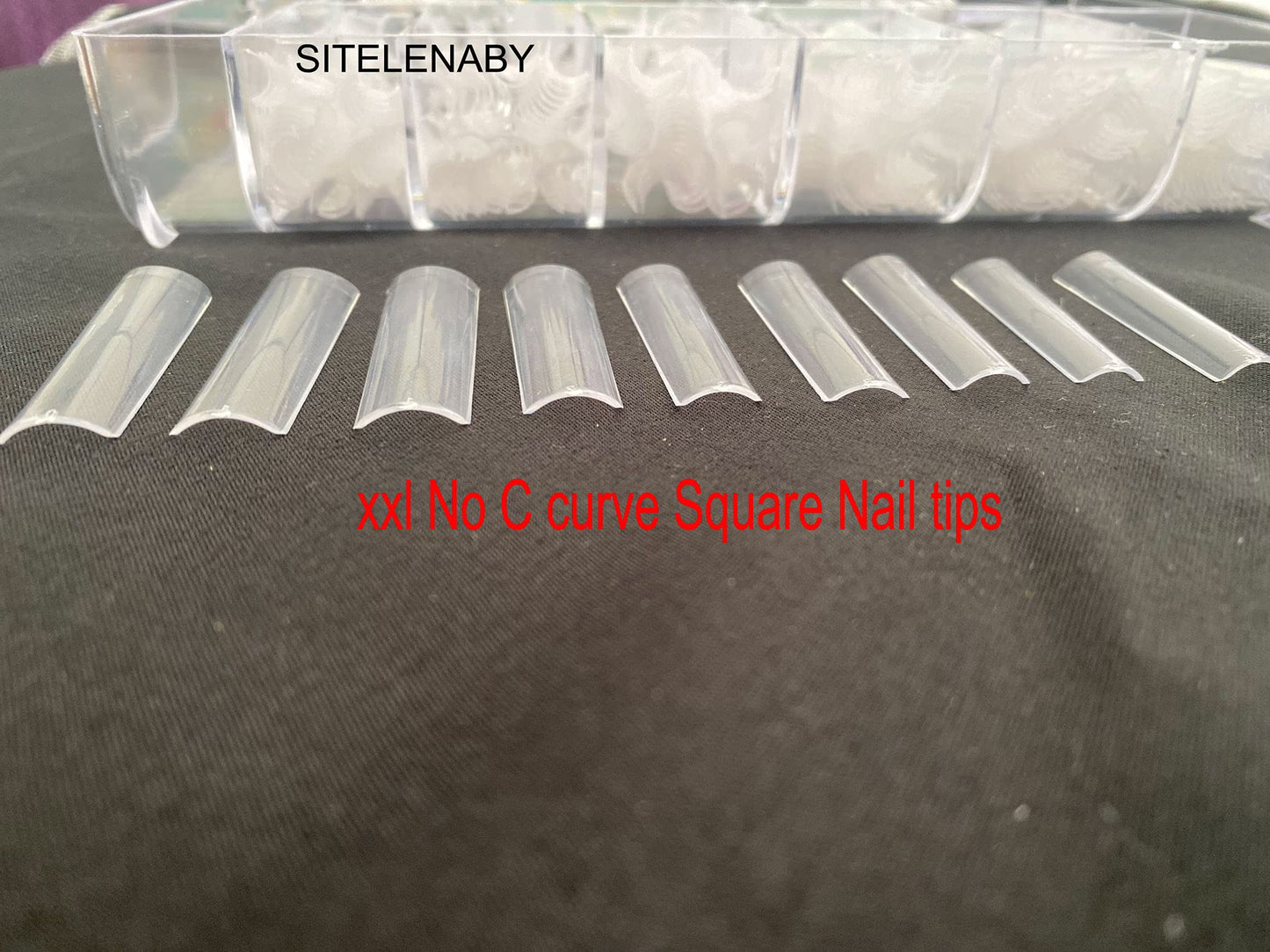 No C Curve Square Nail Tips XXL，Acrylic Nail Tips Square,SITELENABY 500 pcs Clear Fake Nails for Nail Salons,Nail Tech Must Have