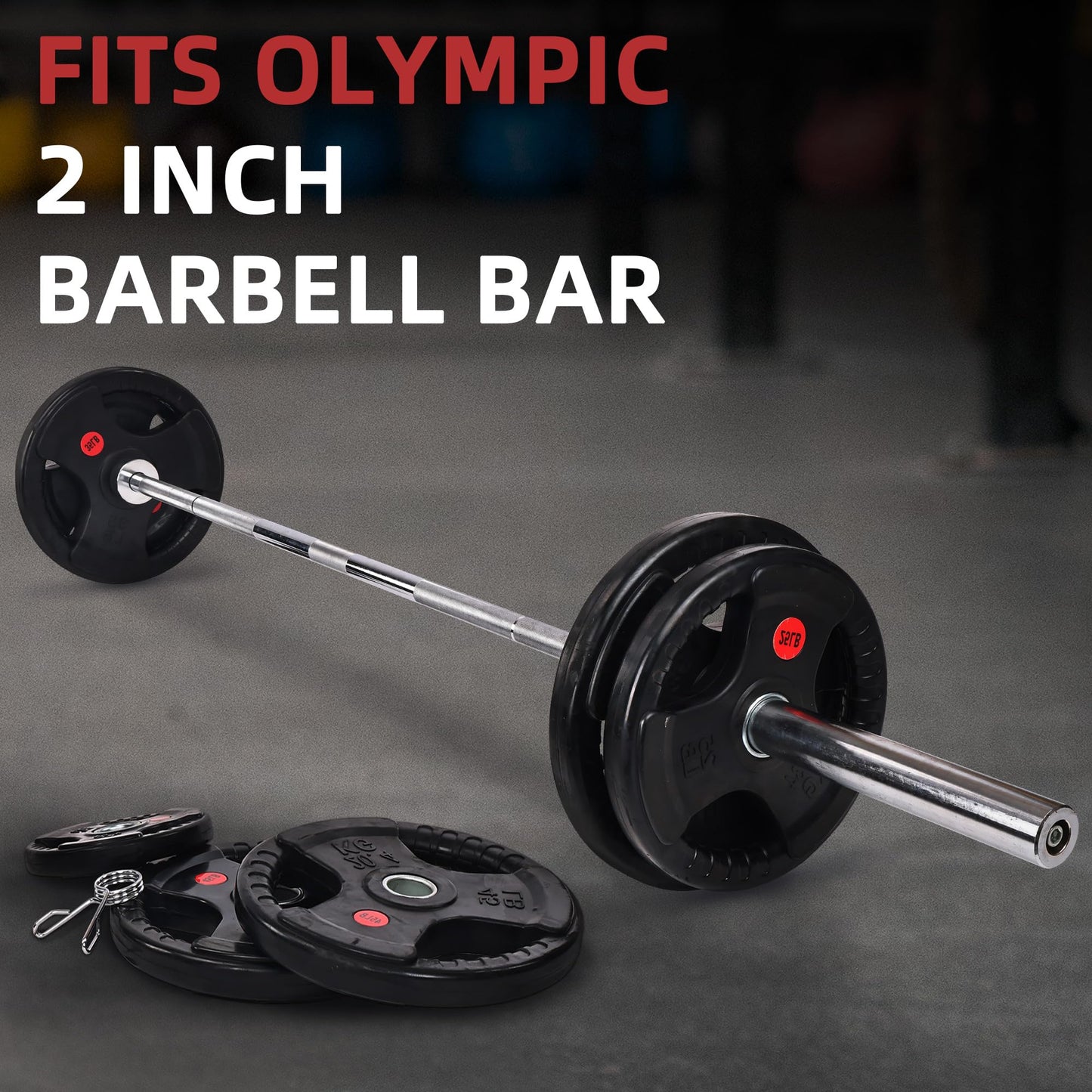 Fitvids 2 Inch Olympic Barbell Weight Plates Set, 35 LB(2.5-10 LB) Barbell Weight Set for Home Gym Strength Training, Rubber Coate Design