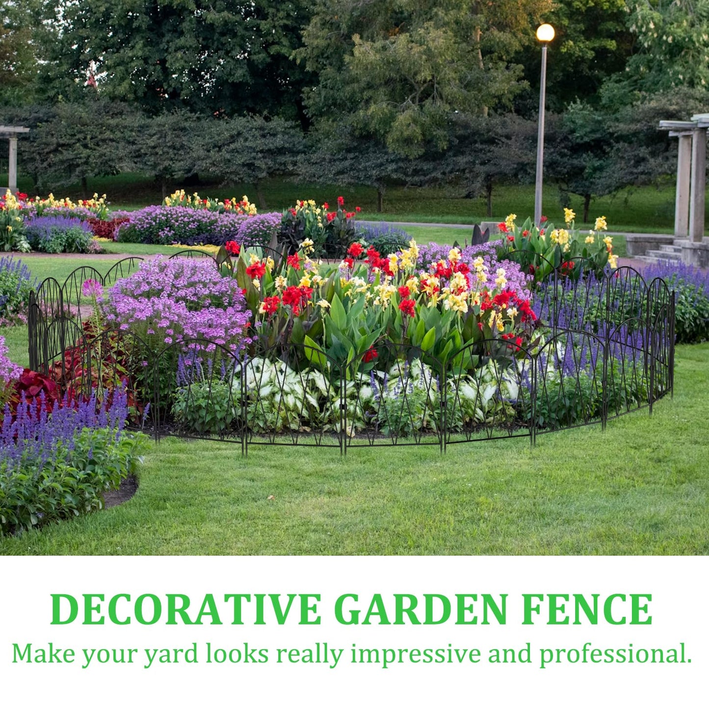 10 Pack Decorative Garden Fence Animal Barrier,11ft(L) x 16in(H) Rustproof Metal Wire No Dig Fence Border for Dogs,Anti Digging Flower Edging for Outdoor,Landscape,Patio & Yard,Arched