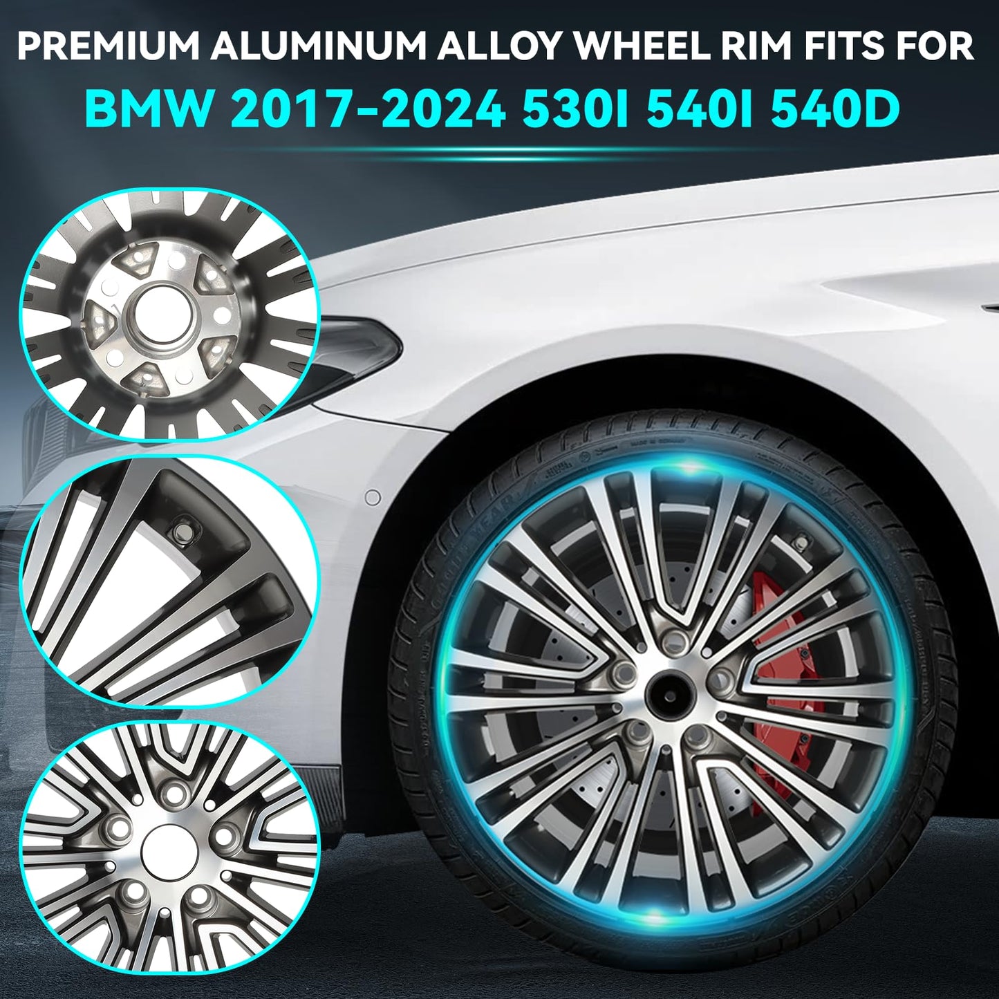 HOLUEKU New 18 Inch 18x8Inch Premium Aluminum Alloy Wheel Rim Fits for BMW 2017-2024 530i 540i 540d, 2018-2024 530e, 36116863420 Direct Fit OE Stock Specs