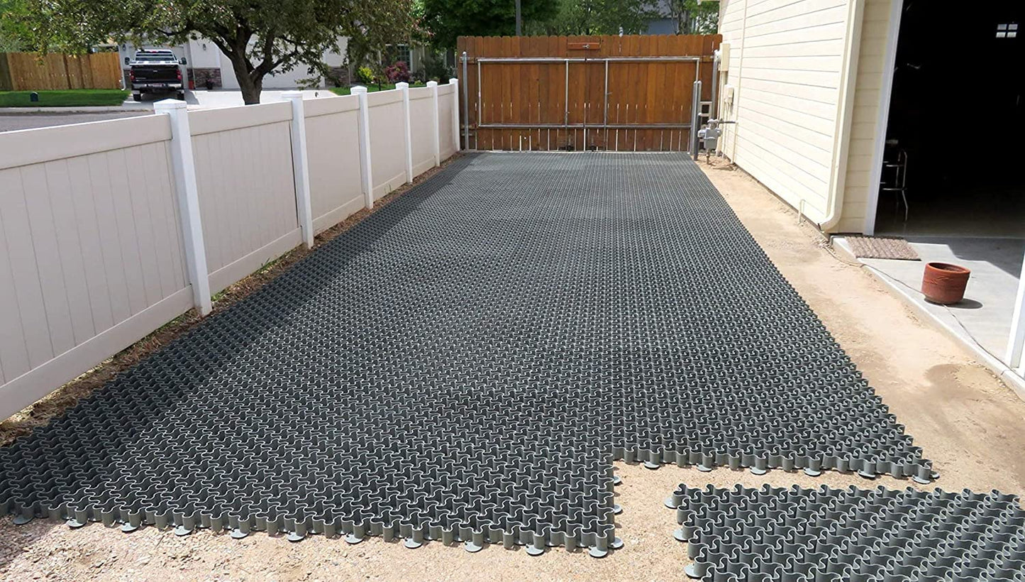 Standartpark Vodaland Permeable Pavers - EasyPave Grass & Gravel Driveway Grid - Load Class A-D, 100% Recycled Plastic Pavers, 2" Depth, 35 Sq Ft/ 14 Units, Gray