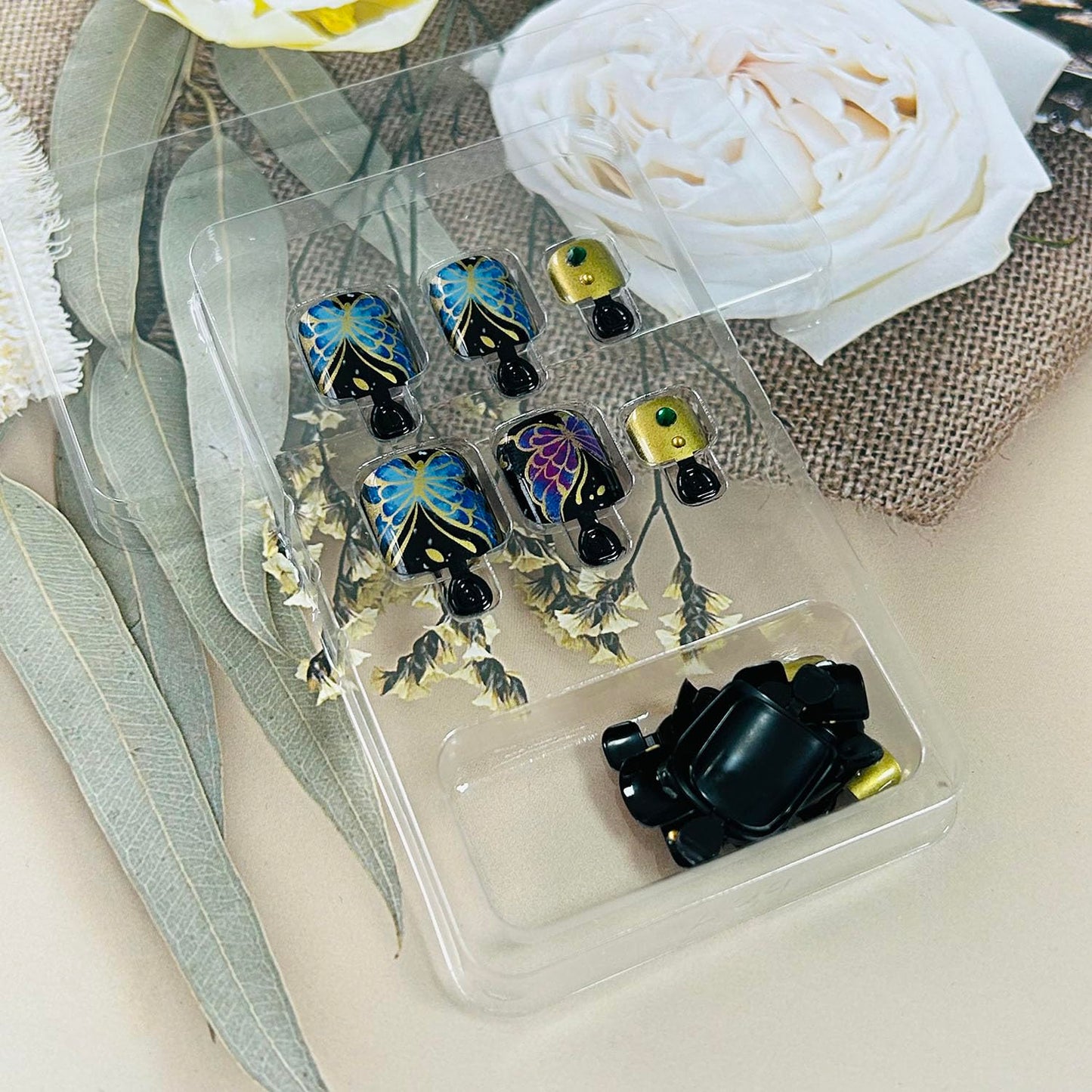 FIEONCIY Press on Toenails with Designs Acrylic Fake Nails for Toe Artificial False Nails with Charms Press on Toe Nails for Spring Summer Stick on Toenails for Women Girls(WSJ2544)