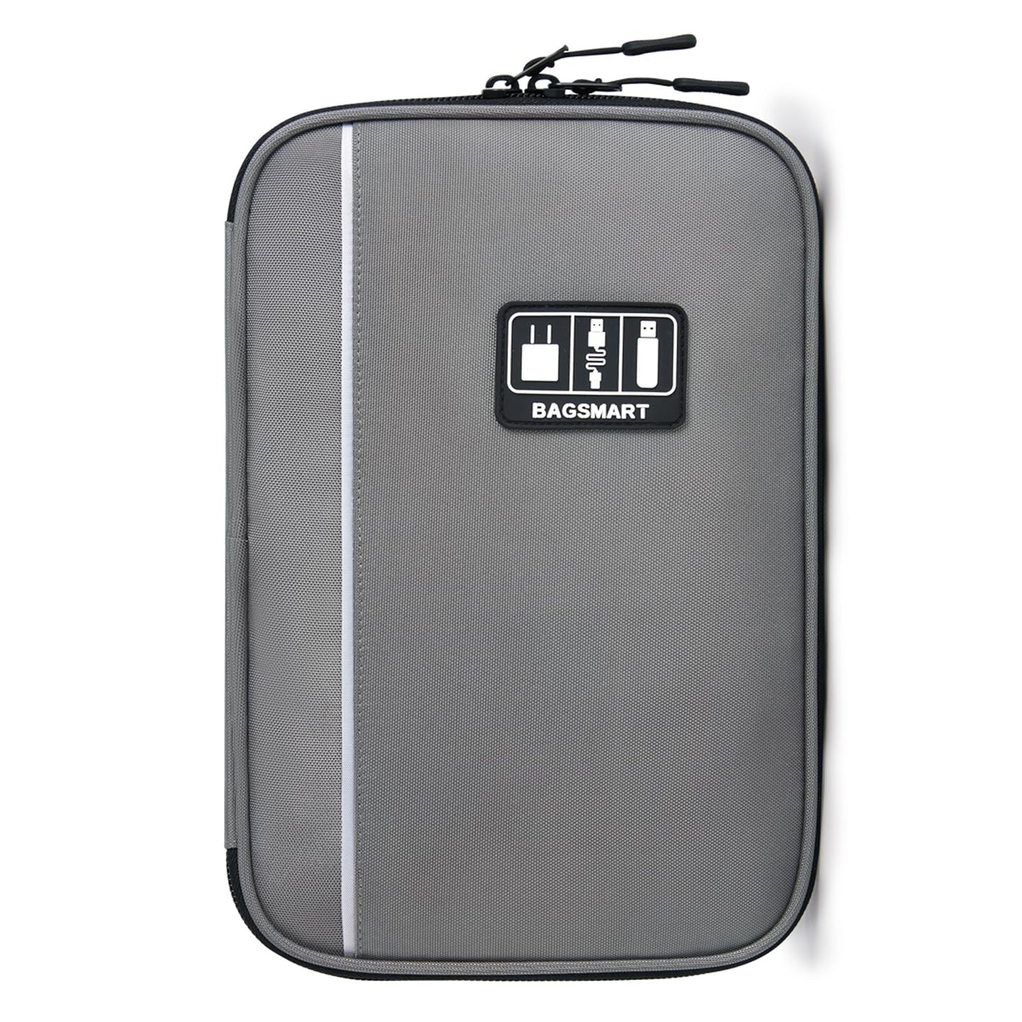 BAGSMART Large Electronics Travel Organizer Case, Tech Accessories Cord Storage Bag for Phone, Power Bank, SD Card, Cables, Grey