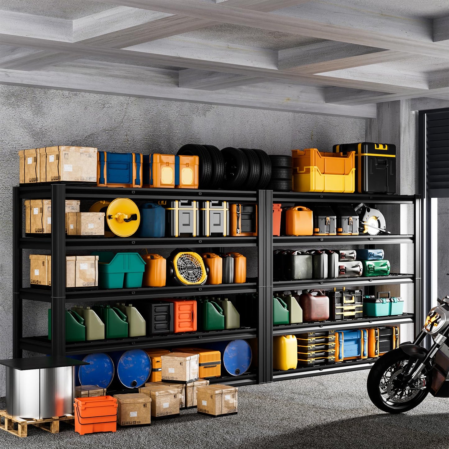 cynnda 5-Tier 60" W x 20" D x 72" H Garage Shelving 30000LBS Heavy Duty Adjustable Storage Shelves Basement Industrial Shelving Units(Black)