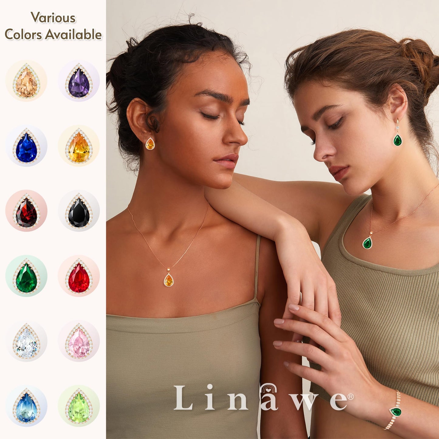 Linawe Black Stud Earrings for Women, Imitation Diamond Cubic Zirconia Teardrop Rhinestone Crystal Earrings Studs, Rose Gold Cartilage Piercing Statement Costume Jewelry Vintage
