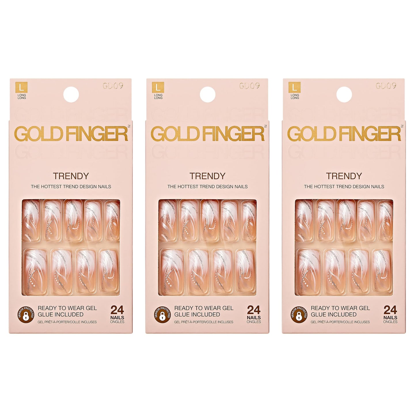 Goldfinger Gel Glam Design Nails (3 Pack)