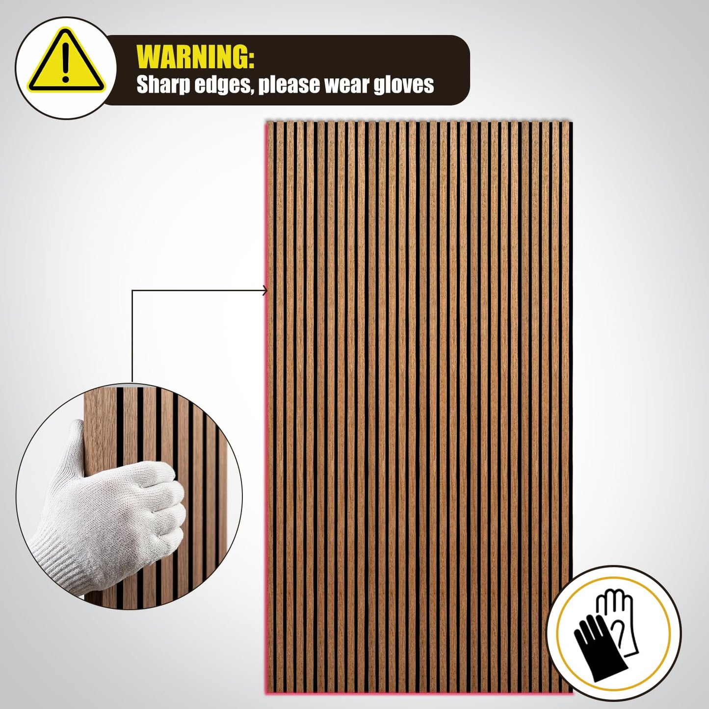 ZThrgran 6-Piece Wood Slat Acoustic Wall Panels, 94.5"x7.9" 3D Textured Accent Strips for Room Decor and Noise Reduction, Walnut