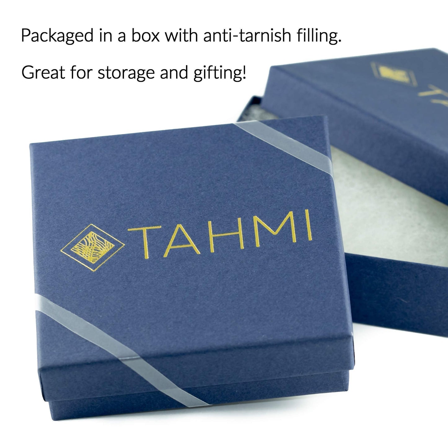 Tahmi Blue Lapis Lazuli Real Gemstone 14K Gold-Filled Pendant Necklace and Dangle Earrings Jewelry Gift Set for Women - 18 Inches - Artisan Detail Edition