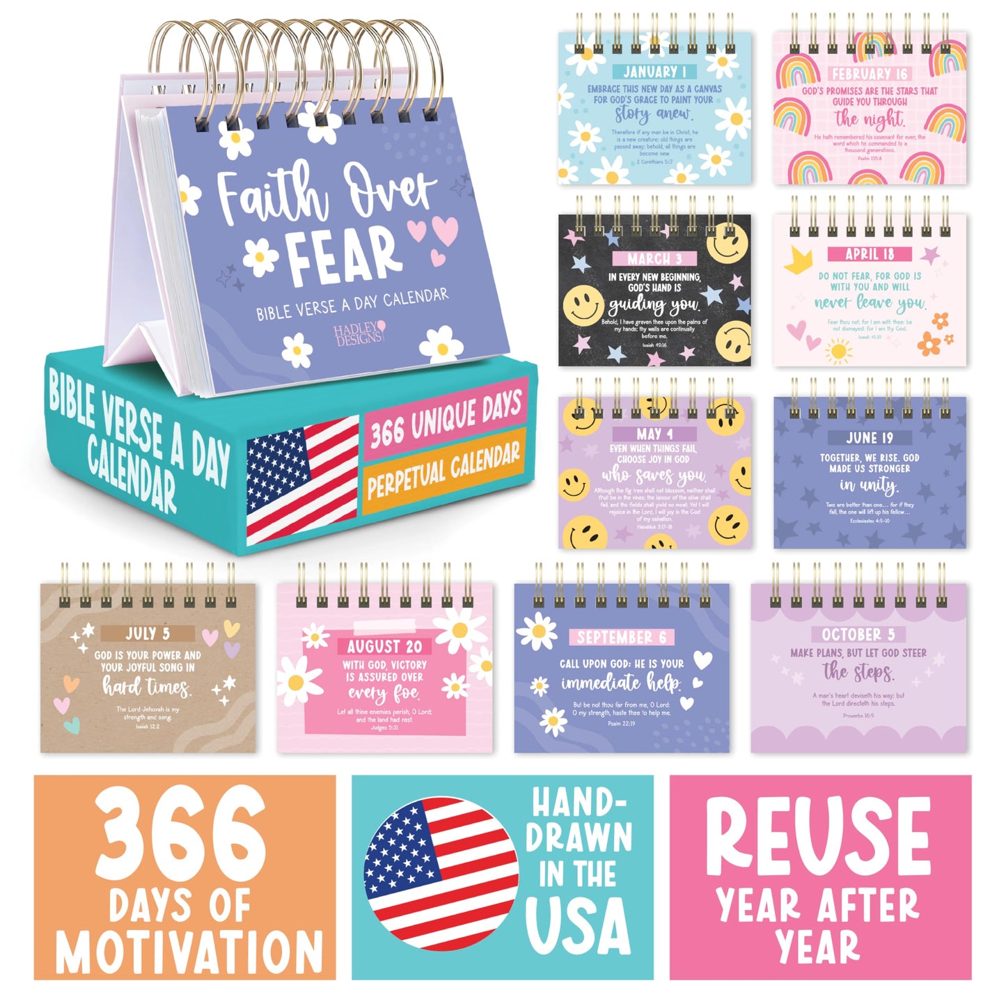 Daily Bible Verse Desk Flip Calendar 2026 - Daily Scripture Flip Calendar, Inspirational Desk Calendars 2026, Christian Perpetual Calendars, Motivational Quotes for Desks, Christian Graduation Gifts
