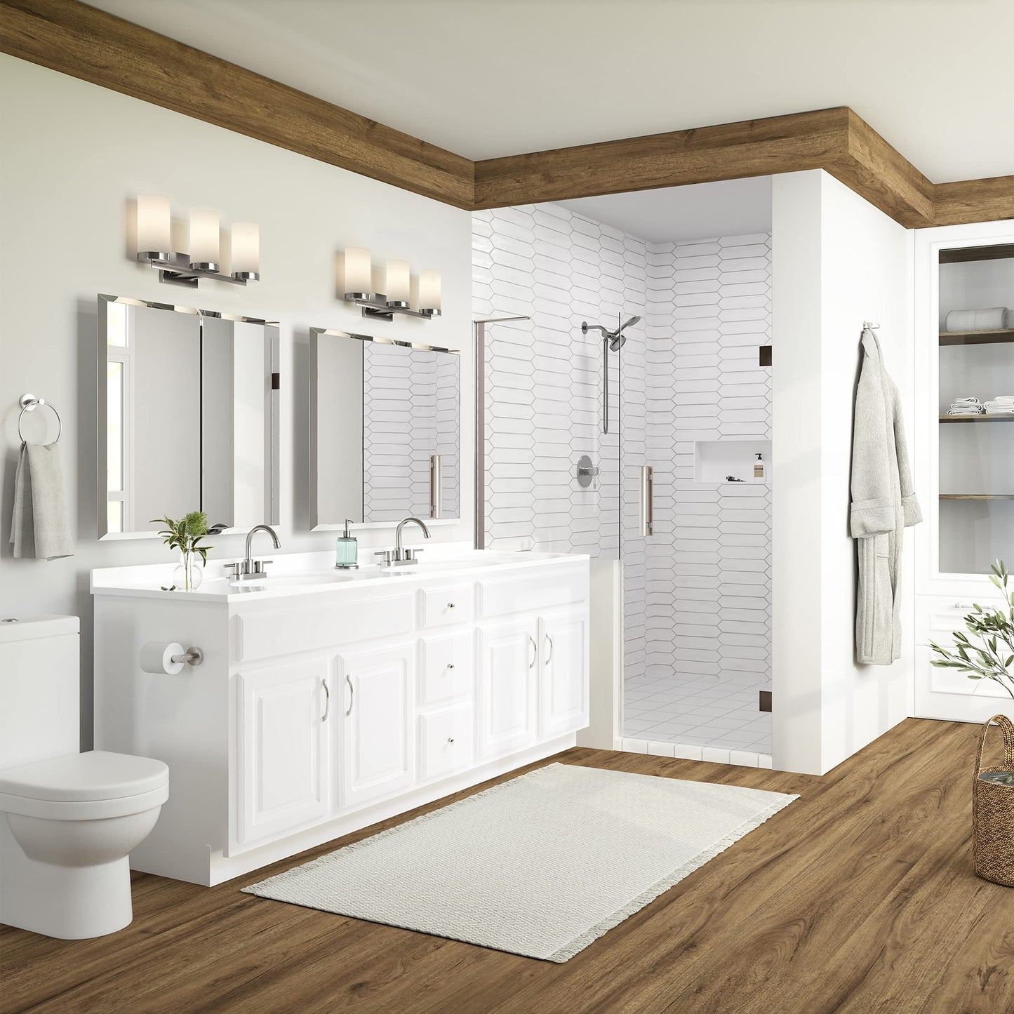 Design House Concord 72 Inch Bathroom Vanity, Ready to Assemble, Solid Wood, White – Design House, 541086