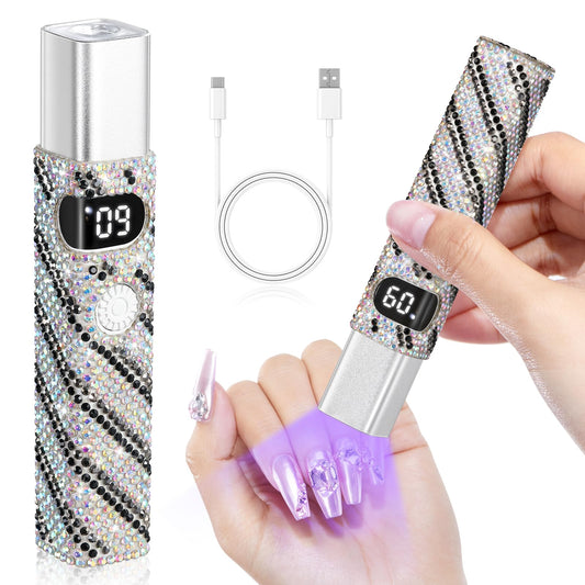 CHRISTINE SHELLY Handheld UV Light for Gel Nails, Mini LED Cordless Nail Lamp for Gel Nail Polish, Portable Flash Cure Lamp, Rechargeable USB Nail Dryer with LCD Display Fast Curing Home DIY