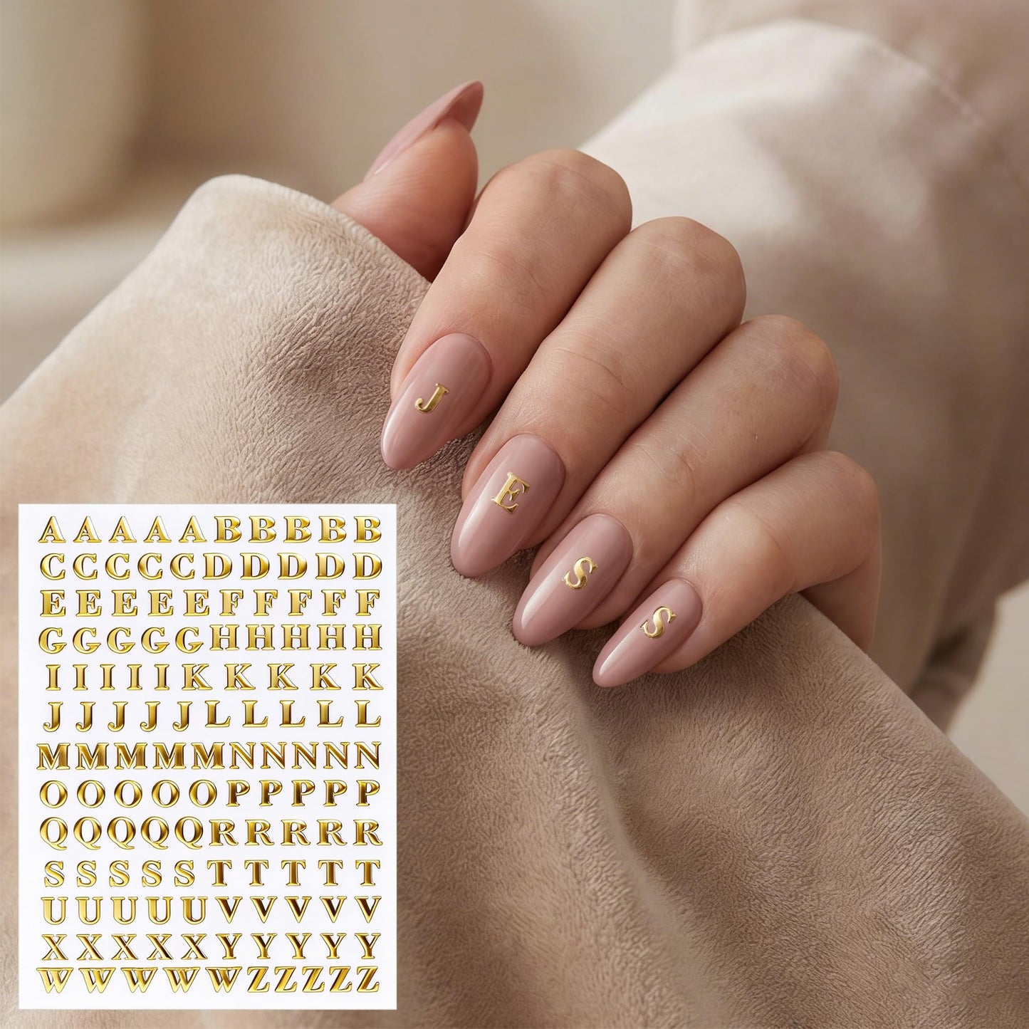 Hzopcw 640pcs Tiny Metal Letter Stickers Numbers, Gold Self-Adhesive Number Alphabet Stickers, 3D Number Decals Glitter Letter Sticker for Scrapbooking DIY Crafts Decoration