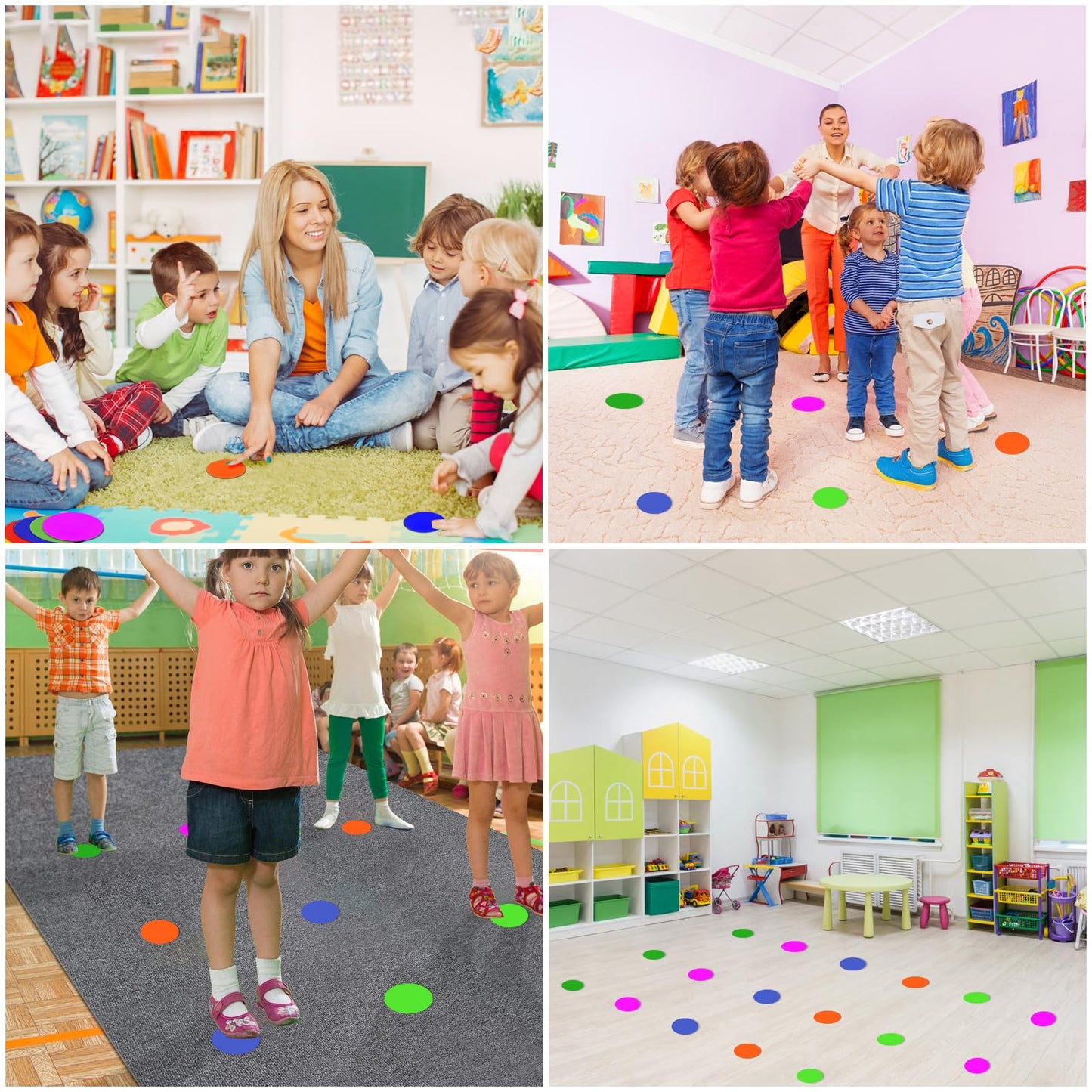 TuXHui 4 Inch Poly Spot Markers for Gym Floor, Non-Slip Rubber Floor Dots Flat Cones, 24Pcs Agility Markers for Soccer, Basketball, PE Training, Dance & Classroom Activities