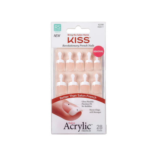 Kiss Salon Acrylic French 28 Count Real Short Length Nude (Pack of 3)