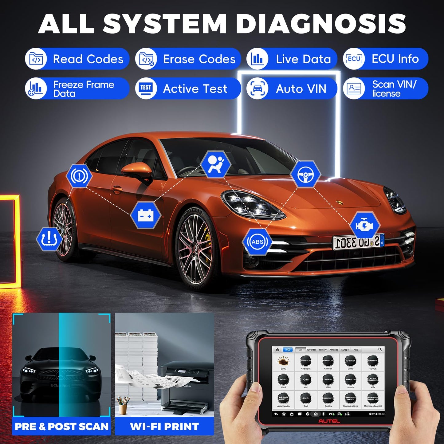 Autel MaxiCOM MK900 Bidirectional Scanner, New Autel Scanner Upgrade from MK808S MX808S MK808Z, 40+ OBD2 Service Mode, All System Scan Tool for Car, WiFi Print, DoIP CAN FD, FCA Auto Auth