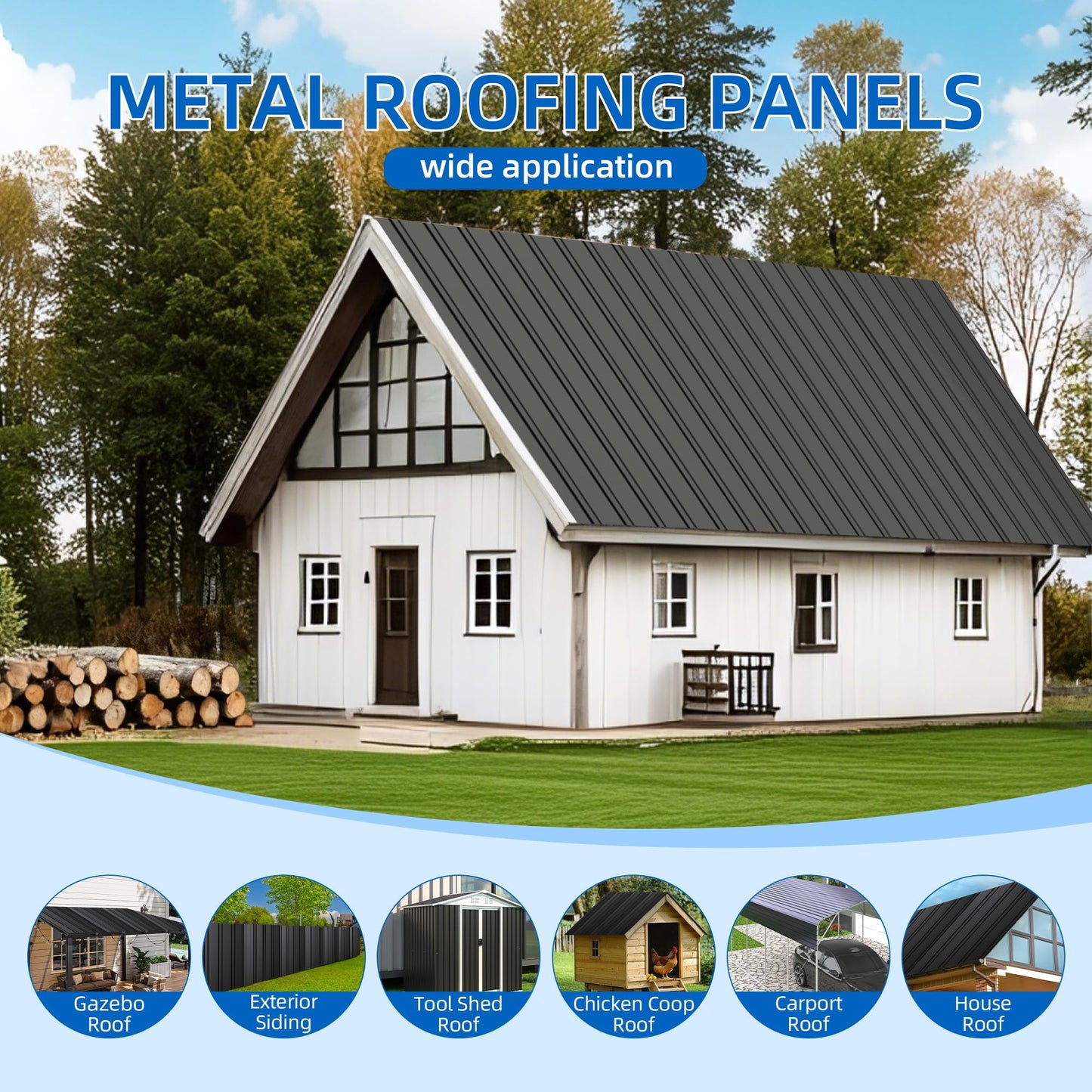 Metal Roof Panels,L42.5×W18 in20 pcs, Galvanized Steel Roofing Sheets, Anti-Rust & UV-Resistant, Lightweight Yet Sturdy, Perfect for Barns, Garages, Patios & Industrial Use