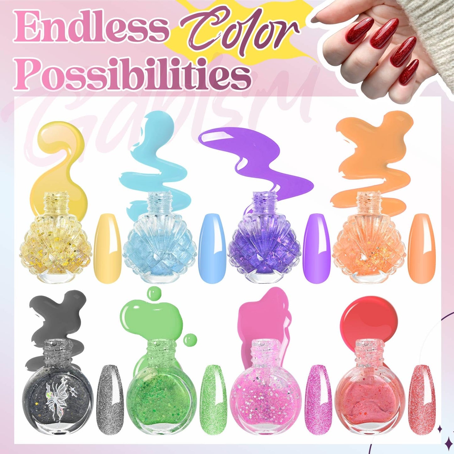 Gdblsm Gel Nail Polish Making Kit- 49Pcs DIY Nail Art Kit for Beginners, Make Your Own Nail Polish, Glitter Gel Polish Set with Empty Bottles, 24 Pigment, Fun Fingernail Polish Kit, Gift for Women