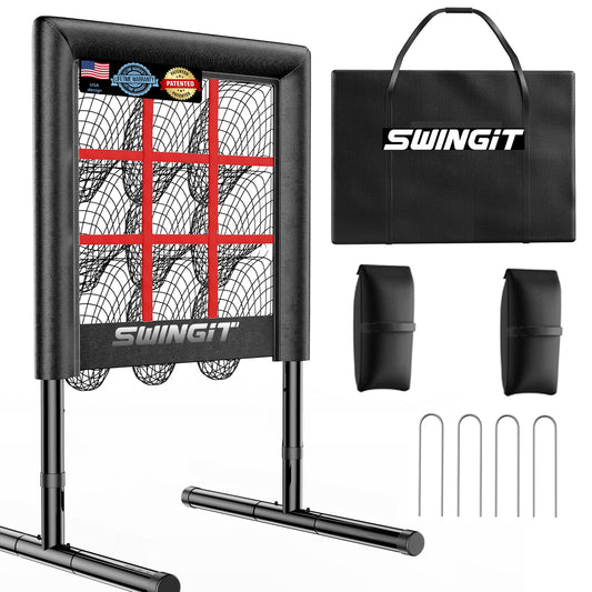 Upgrade 9 Hole Baseball Pitching Net with Strike Zone, Professional Heavy Duty 9 Pocket Softball Pitching net, Throwing Target Portable for Accuracy Training Practice Net, Adjustable Height