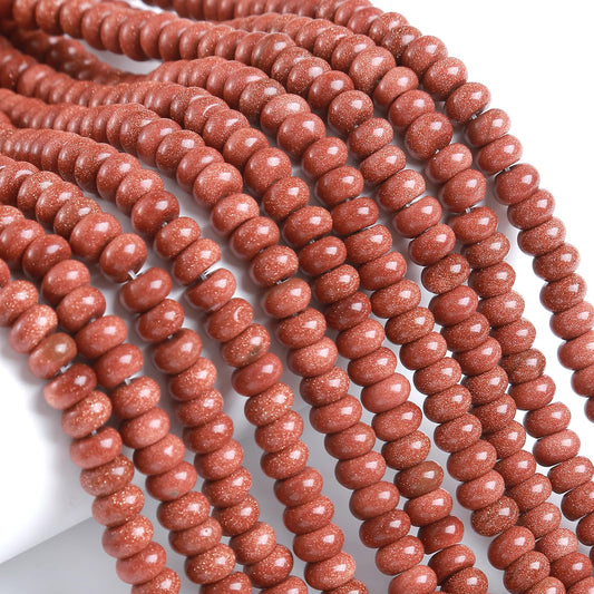 76pcs 5x8mm Natural Stone Gold Sandstone Rondelle Spacer Loose Beads Abacus Disk Stone Round Loose Gemstone Beads for Jewelry Making DIY Bracelet Necklace