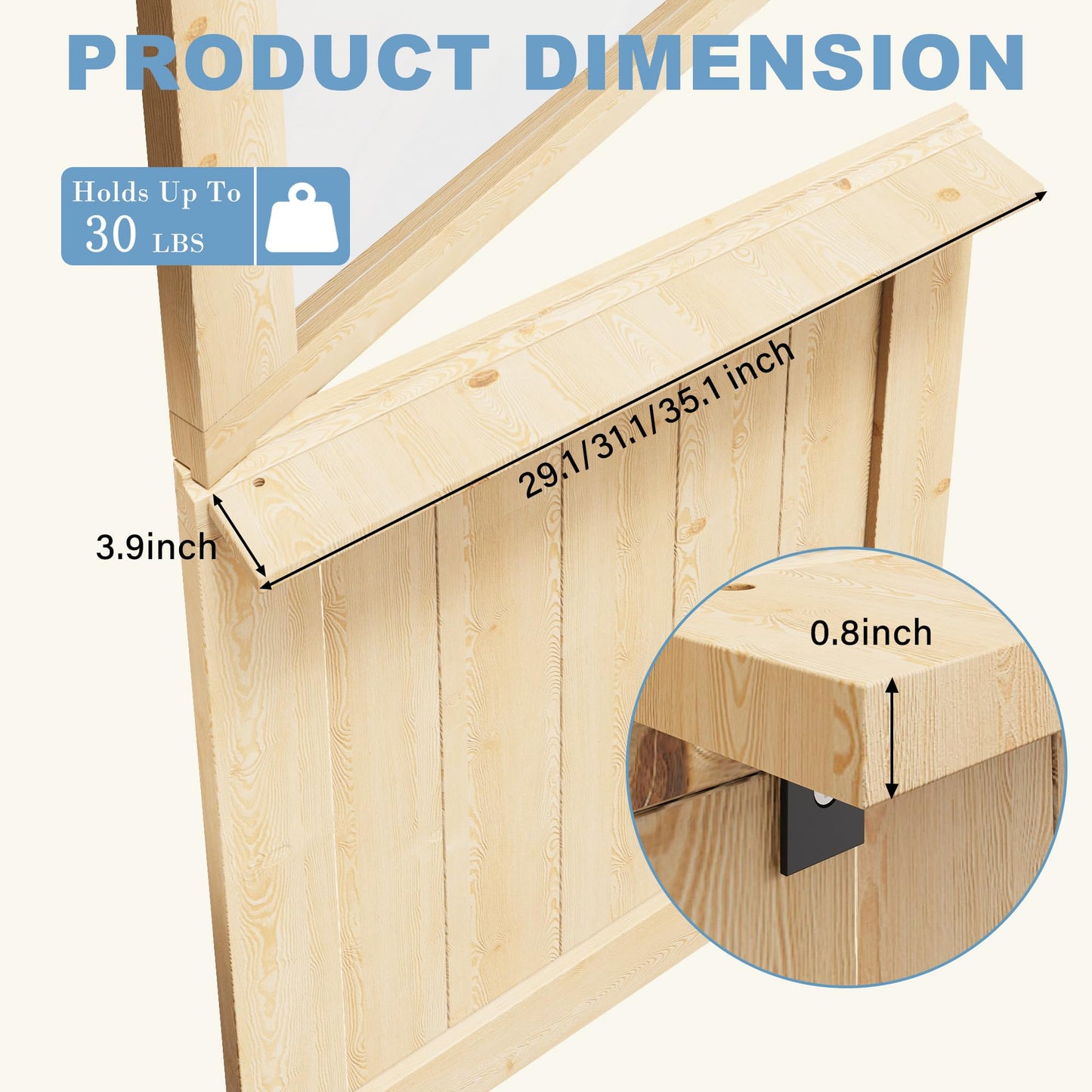 Floating Wood Shelves Dutch Door, 1.75" Pine with 4-Lite Glass Split Half Door for Exterior Front Entry, Patio Doorway & Interior Pantry/Back w/ 32" x 80" Doors Slab+1 Shelf+4 Hinges+1 Latch