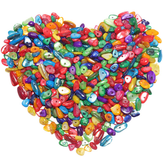 400pcs Natural Chip Shell Beads for Jewelry Making Colorful Shell 5-8mm Irregular Gemstones Healing Crystal Loose Rocks Bead Hole Drilled for Ring Earrings Necklace Bracelet Making DIY Art Crafts