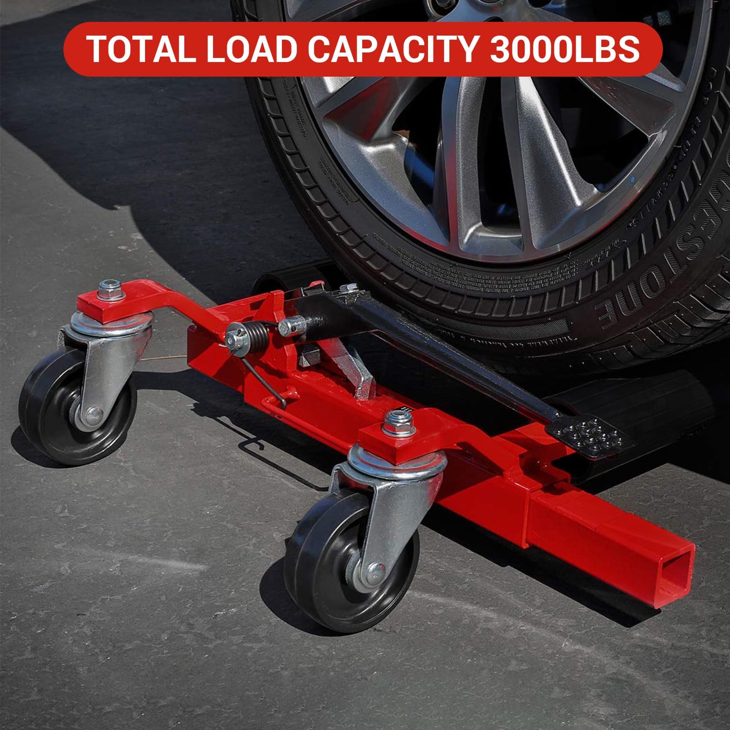 Garvee Car Wheel Dolly Jack Set of 4, 6000 LBS Capacity Hydraulic Vehicle Tire Skates with Foot Pedal & Swivel Casters for Auto Repair, Garage, Workshop, Towing (Fits 12 in Wide Tires)