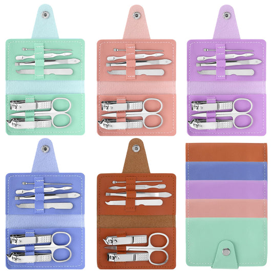 10PCS Portable Manicure Set,Stainless Steel Mini Manicure Kit with 5 Bright Colors,All-in-One Nail Care Kit for Travel & Home Manicure And Manicure Kit for Women Men Daily Grooming Tool