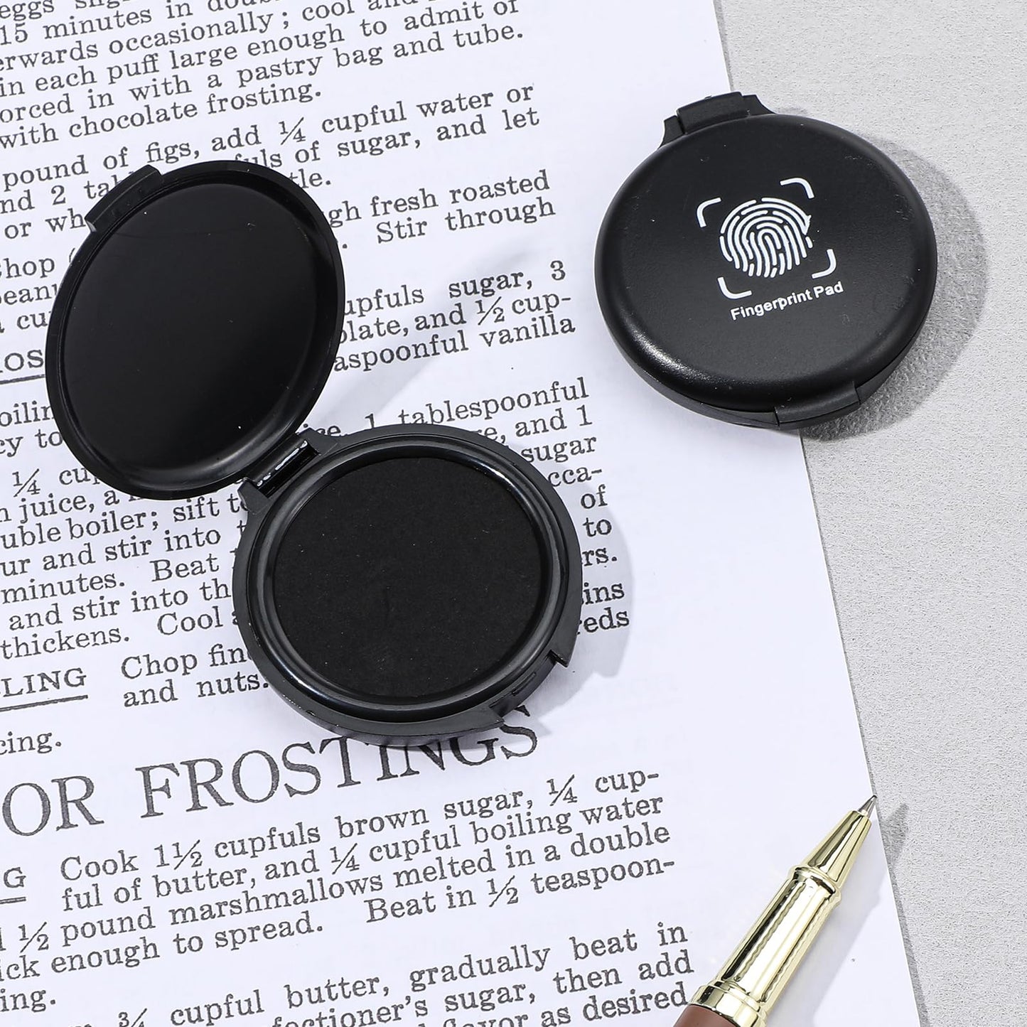 Afcabakila 24PCS Fingerprint Thumbprint Ink Pads, Mini Black Water-Based Ink Stamp Pads for Notary Supplies, Office, ID Security, Law Enforcement, Fingerprint Cards, Home Use Office use