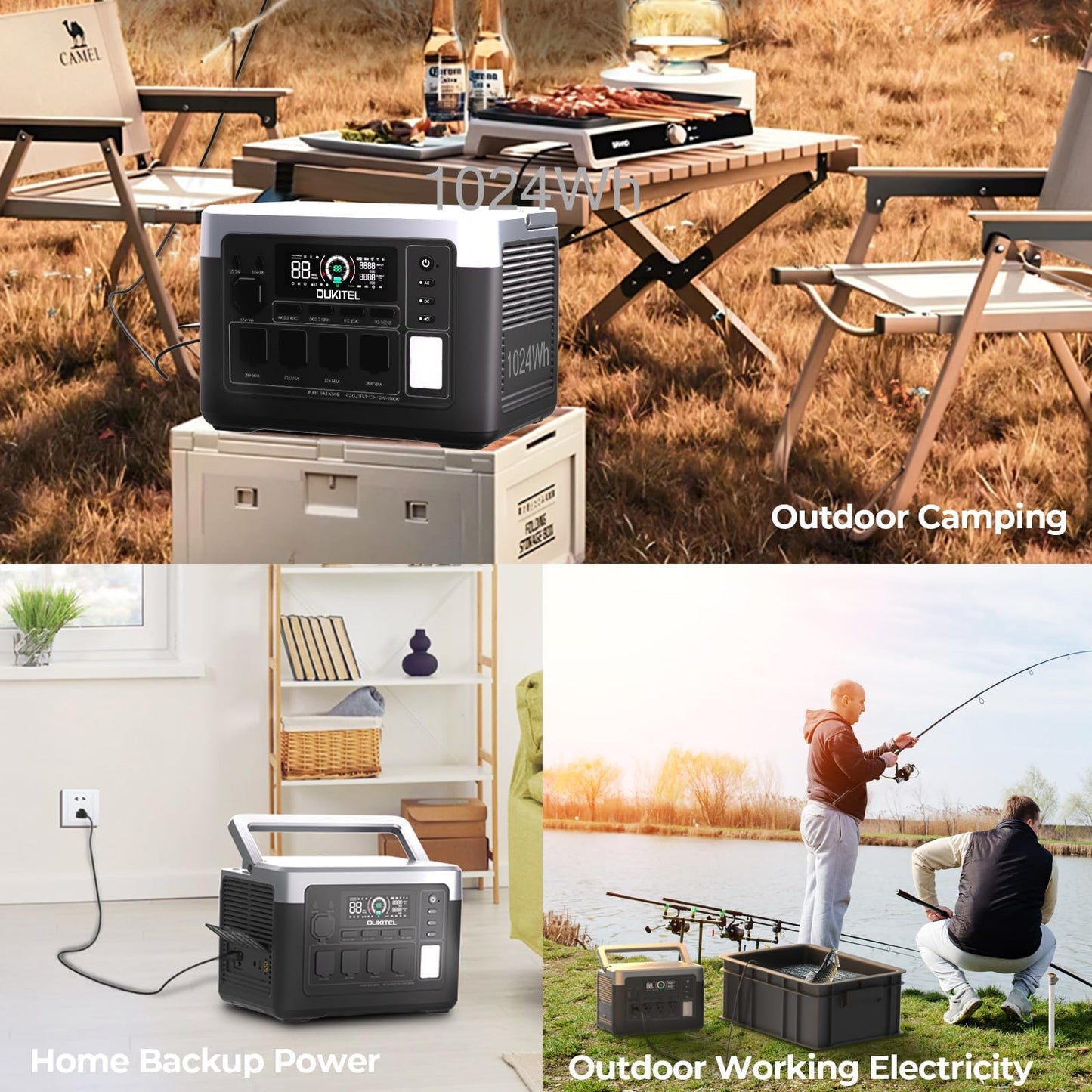 OUKITEL P1000 Plus 1800W Power Station with 200W Solar Panel, 1024Wh Solar Generator with 4 AC Outlets (3600W Peak), 1200W Fast Charging, APP Control Battery Backup for Home, Camping & RVs