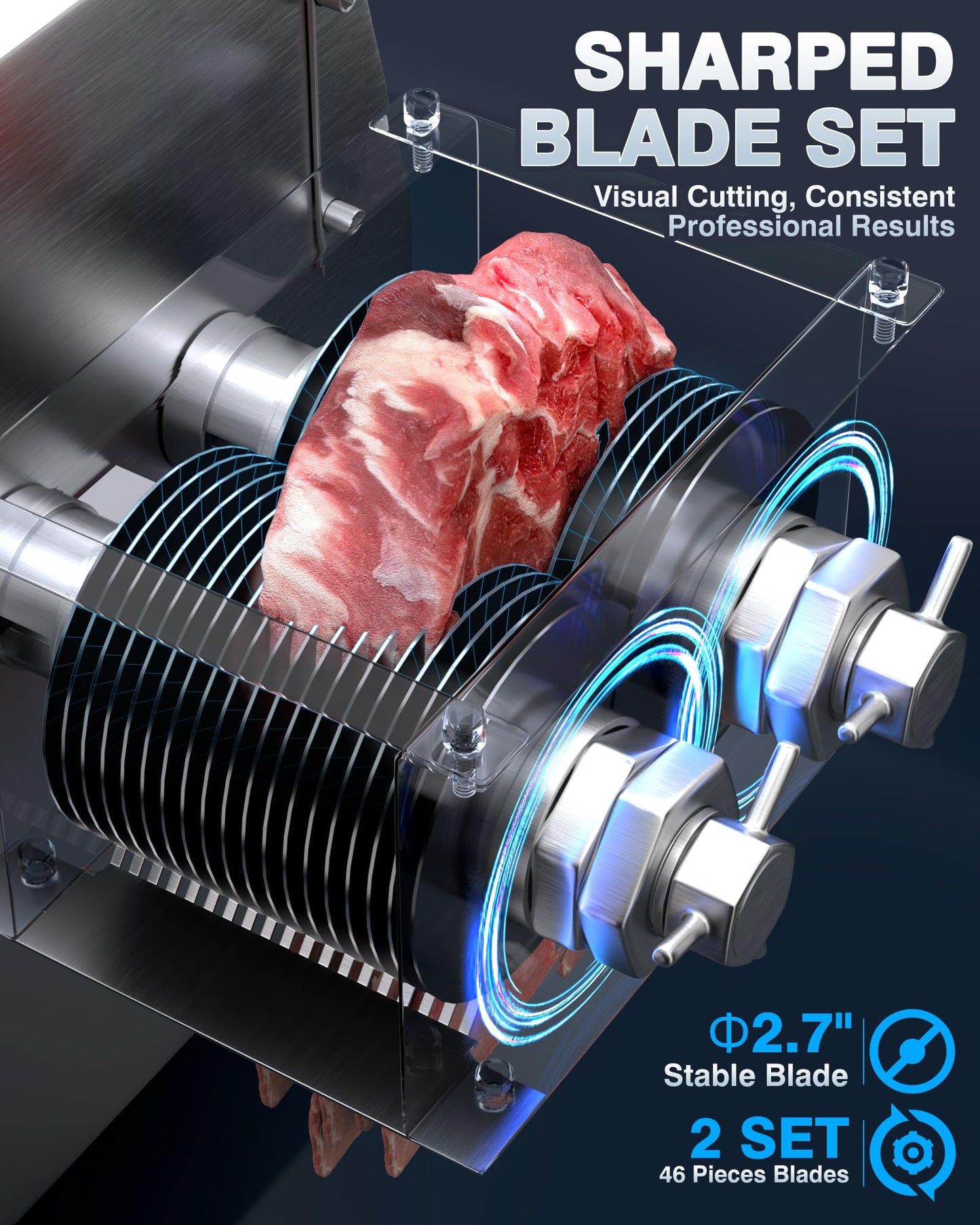 PYY Commercial Meat Cutter Machine - 1100LB/H 800W Electric Meat Cutting Machine, Meat Shredding Machine 3mm Blade Commercial Meat Slicer Stainless Steel for Kitchen Restaurant