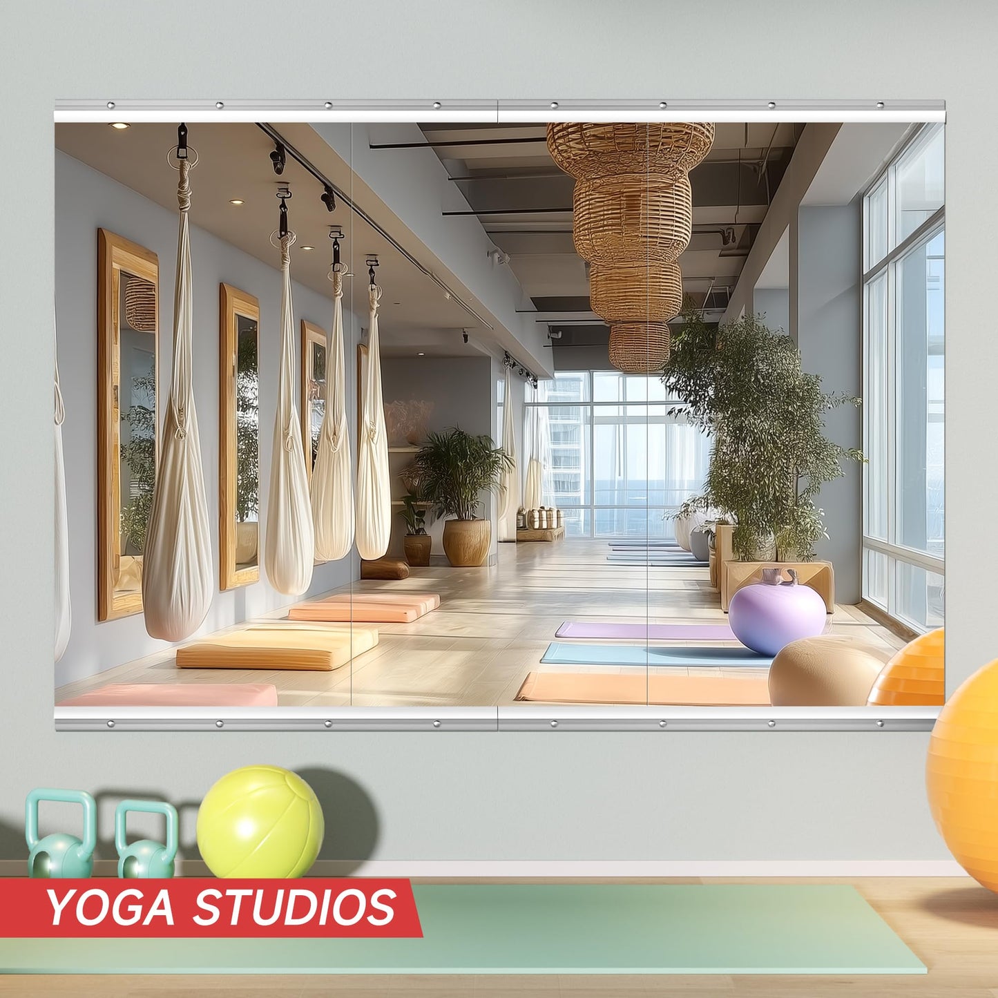 WINNICE 48"x24" 3 Pack Home Gym Mirror Set, Full Body Wall Mounted Fitness Mirrors, 4MM Tempered Glass for Yoga, Dance, Studio with Complete Installation Kit