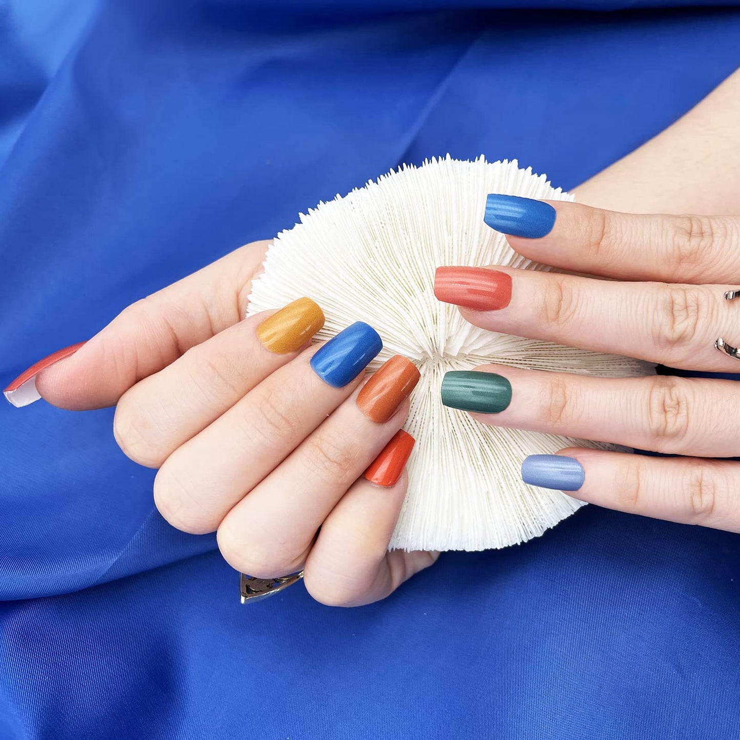MOMSON Semi Cured Gel Nail Strips - 20 Real Gel Nail Polish Stickers/Full Nail Wraps - Art Manicure Kits for DIY at Home, Salon-Quality, Easy to Apply & Remove (Colorful Candy)