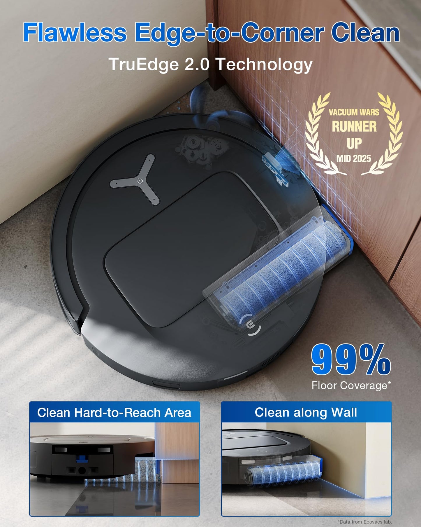 ECOVACS DEEBOT T80 Omni Robot Vacuum and Mop, Instant Self-Cleaning OZMO Roller Mop, TruEdge Deep Cleaning, AI Navigation, 18,000Pa Suction and ZeroTangle 3.0 for Pets and Carpets