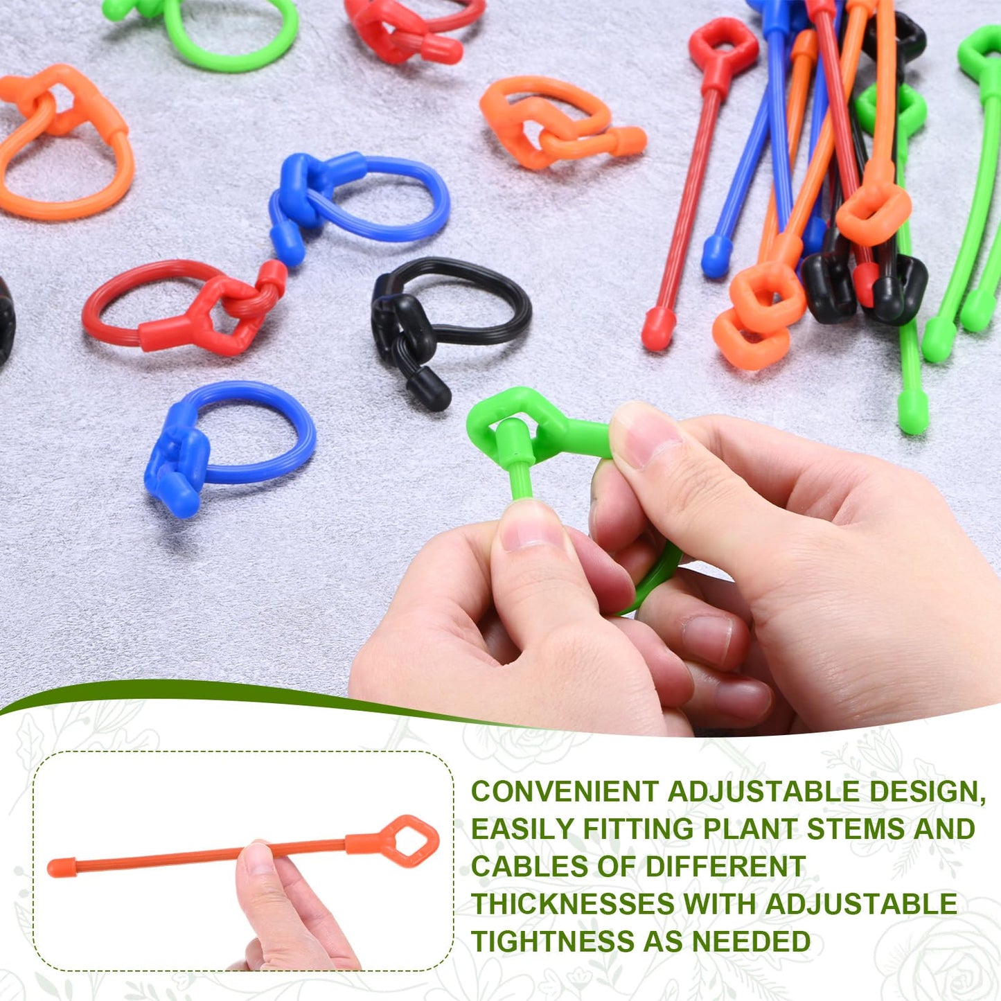 M METERXITY 6-Pack Adjustable Plant Ties, 12inch/30.48cm Silicone Flexible Multi-Function Sturdy Garden Twist Tie for Plant Support/Tree/Shrub/Vine, Reusable Support Twine [Orange]