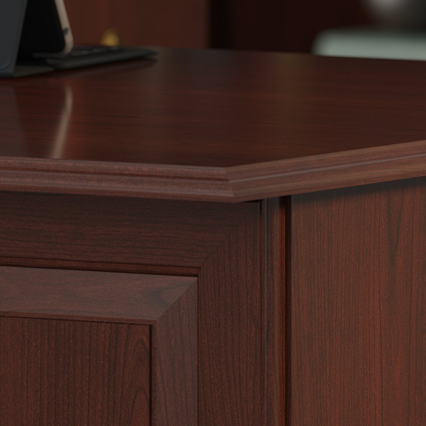 Bush Furniture Saratoga L Shaped Computer Desk and Bookcase Set in Harvest Cherry