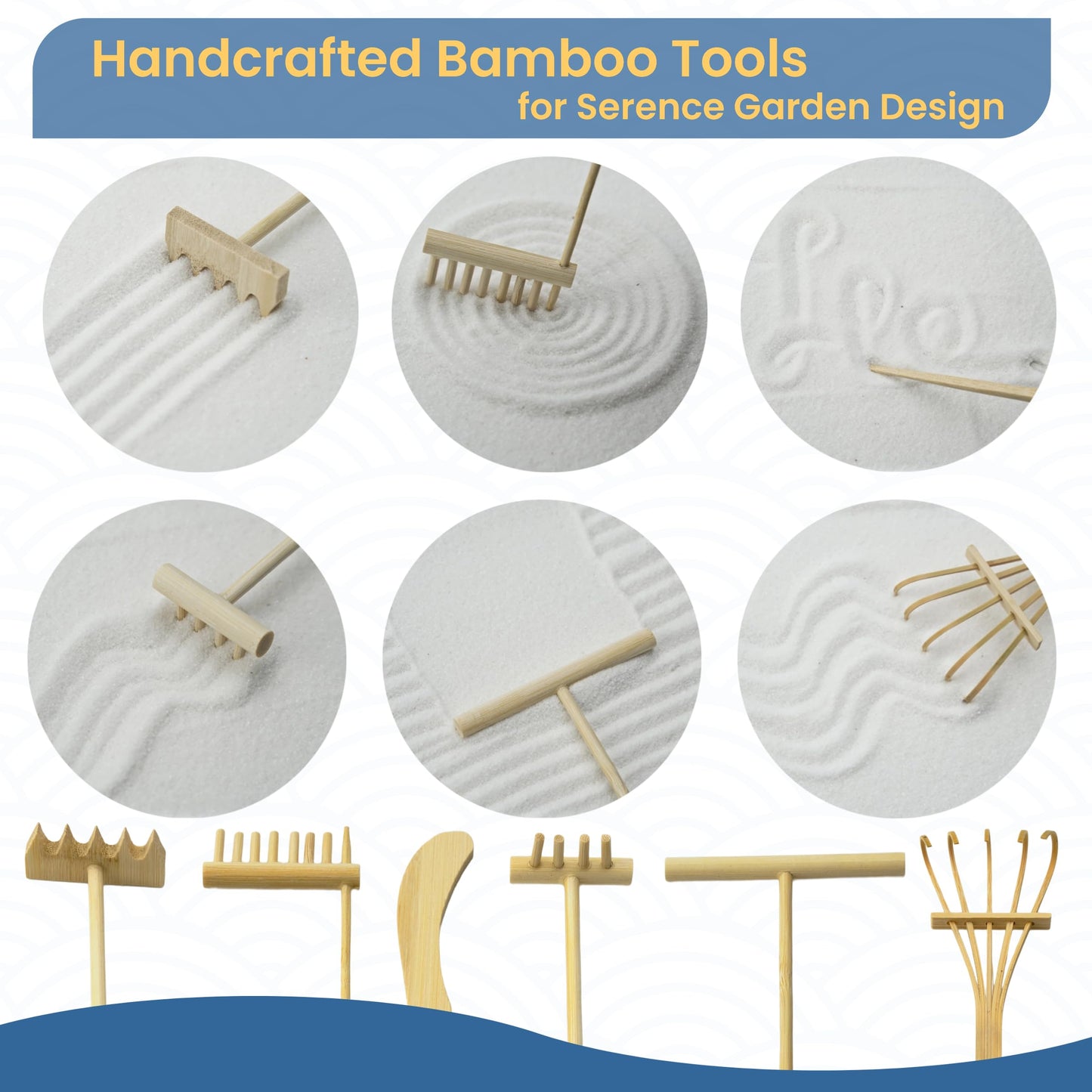 Zen Garden Kit for Desk, 12x8 Inch Sand Tray with 16 Accessories and 6 Tools, Japanese Meditation Mini Garden Set,Mini Meditation Decor for Adults, Stress Relief, Home & Office Decor, Unique Gift Set.
