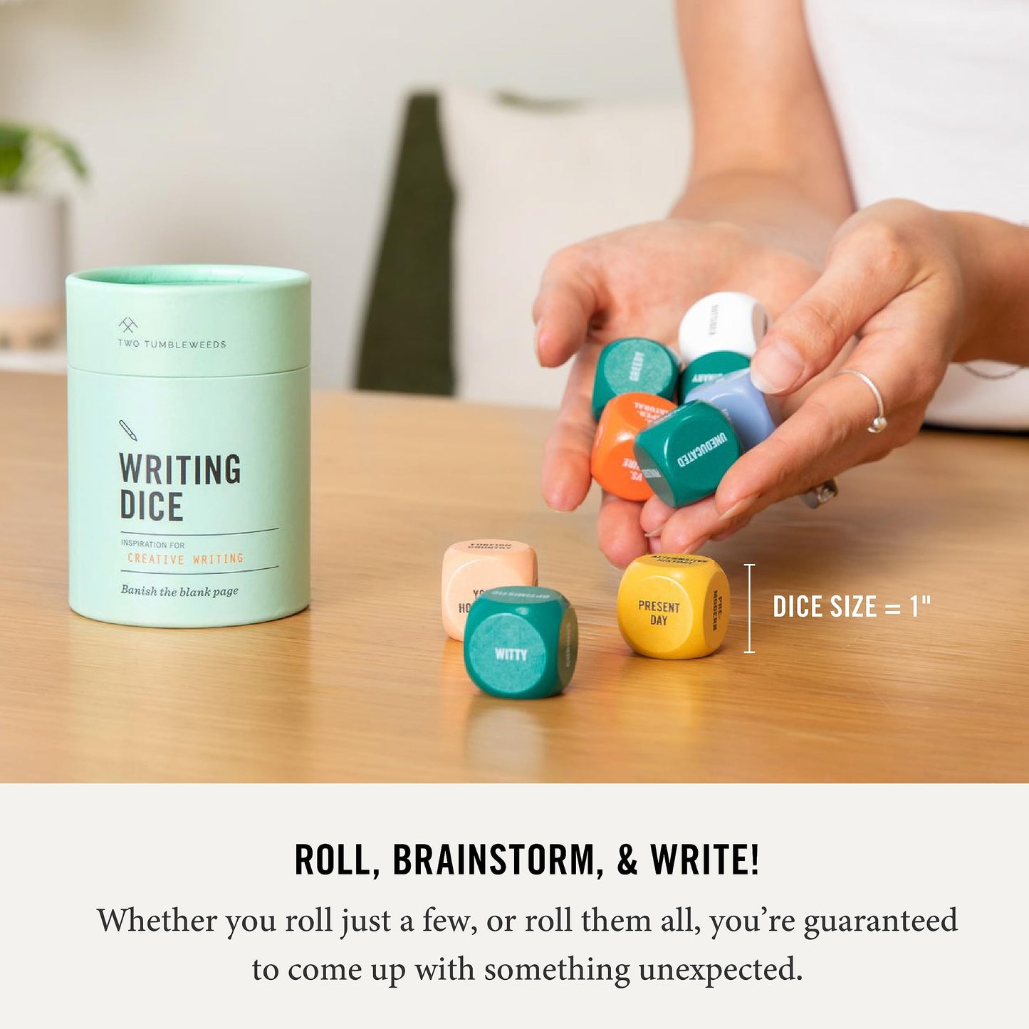 Two Tumbleweeds Writing Dice - Creative Writing Game for Adults, Writers & Teachers - Set of 9 Dice for Story Inspiration - Gifts for Writers - 1+ Players