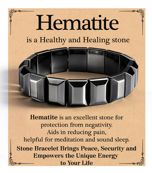 DONYUDE Hematite Bracelet for Men Black Natural Hematite to Reclaim Energy Confidence Elastic Crystal Bracelets Motivational Gift Unleash Your Inner Strength Birthday Gifts Jewelry