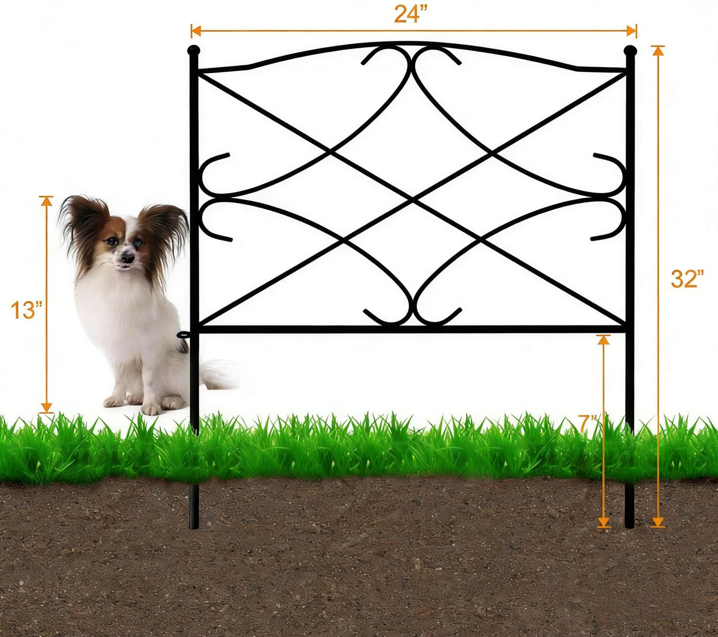 AMAGABELI GARDEN & HOME 5 Panels 32in(H)×10ft(L) Decorative Garden Fences and Borders for Dogs Rustproof Metal No Dig Fence Panels Garden Edging Border for Animal Barrier Flower Beds Yard Patio
