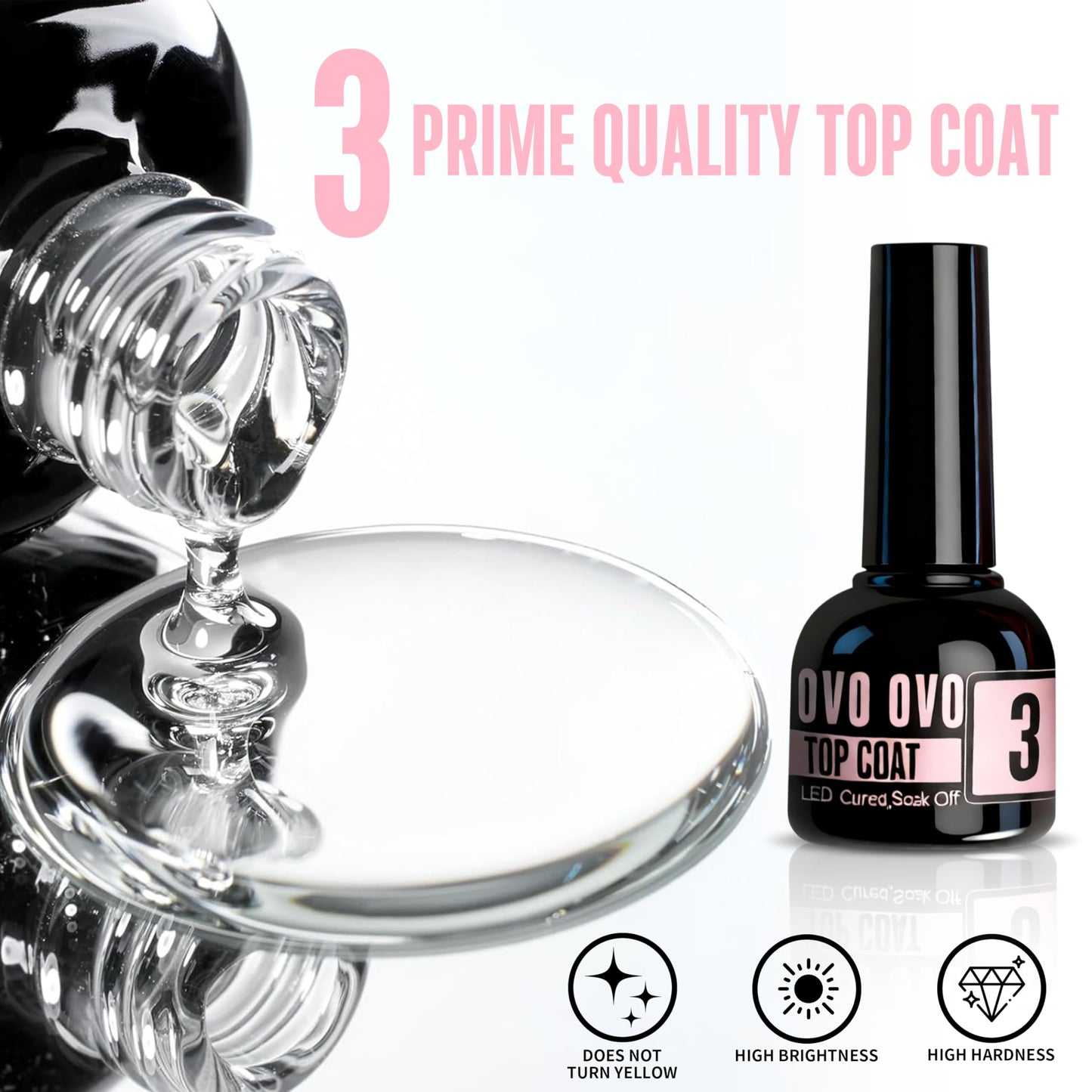 NOVO OVO French Tip Solution Kit, Including One Muti-function UV Nail Glue (also can work as Builder Gel) 10 ml, One Premium Top Coat 10ml for Pre-designed False Nail Tips Easy to Use 30 days lasting