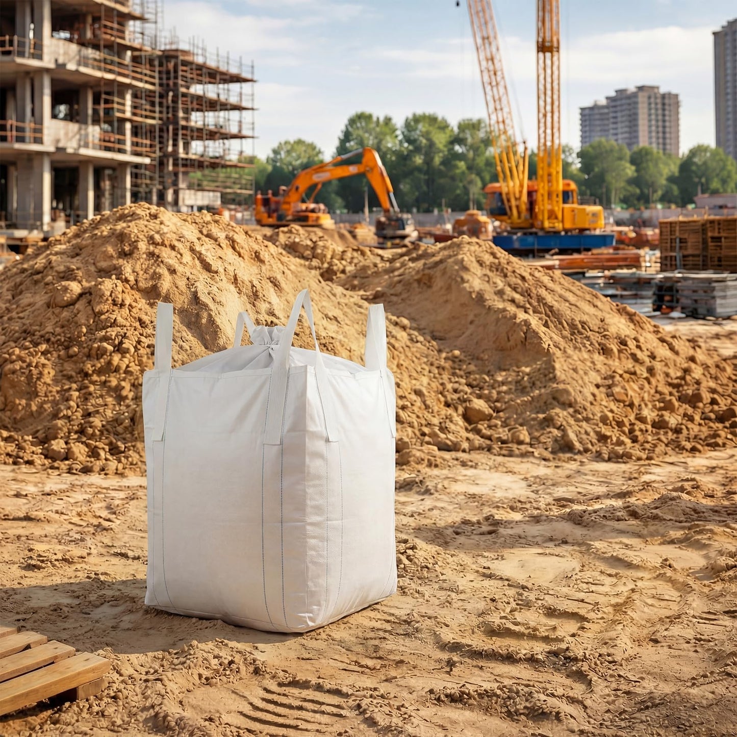 Aliceset 8 Pcs FIBC Sack Bag Bulk 1.5 Ton Bag 3300lbs SWL 35"L x 35"W x 43"H Heavy Duty Large Sand Sacks with Duffle Bottom Handle Polypropylene for Industrial Agriculture Transport Construction